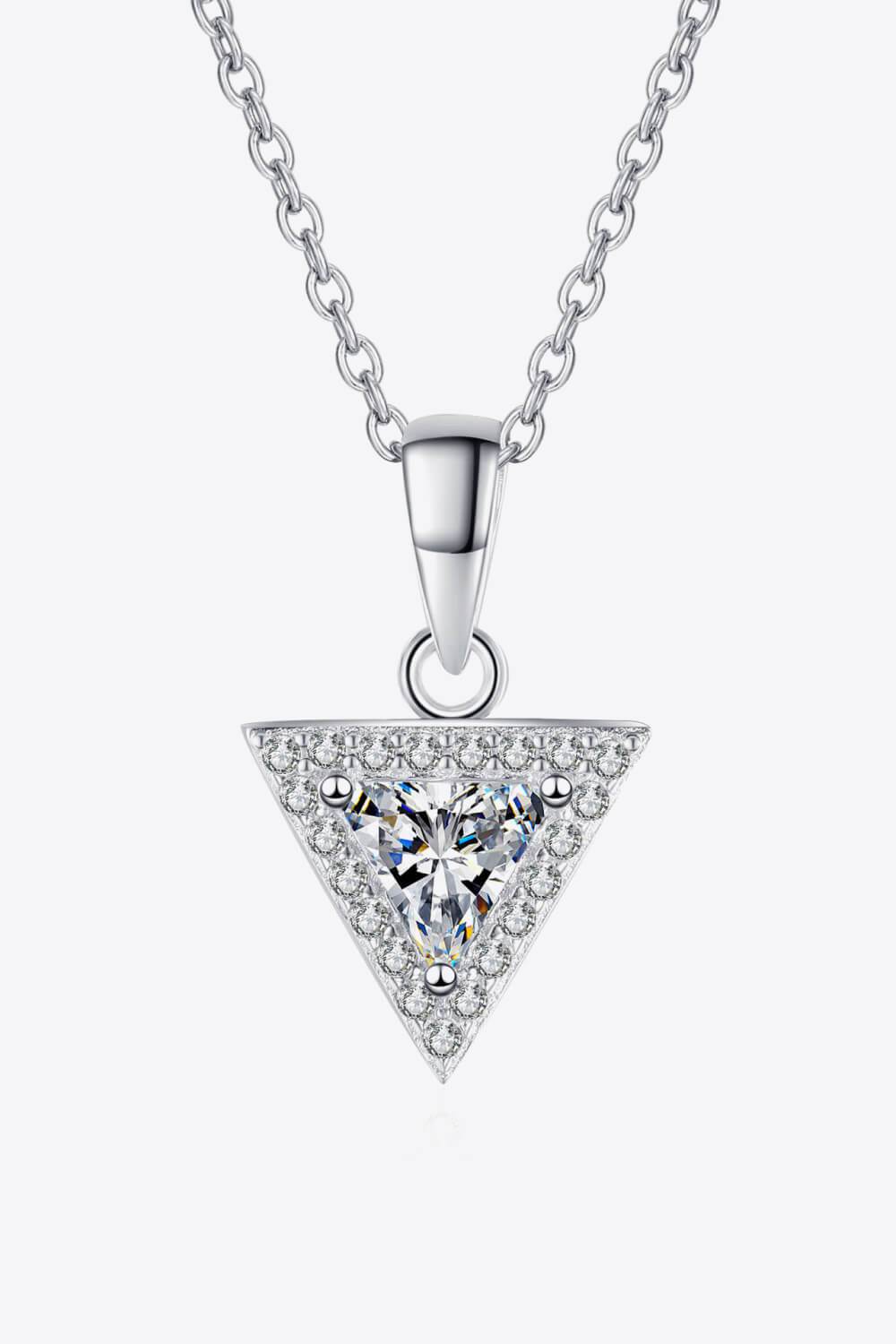 925 Sterling Silver Triangle Moissanite Pendant Necklace - Ultim8 Designs 4 U