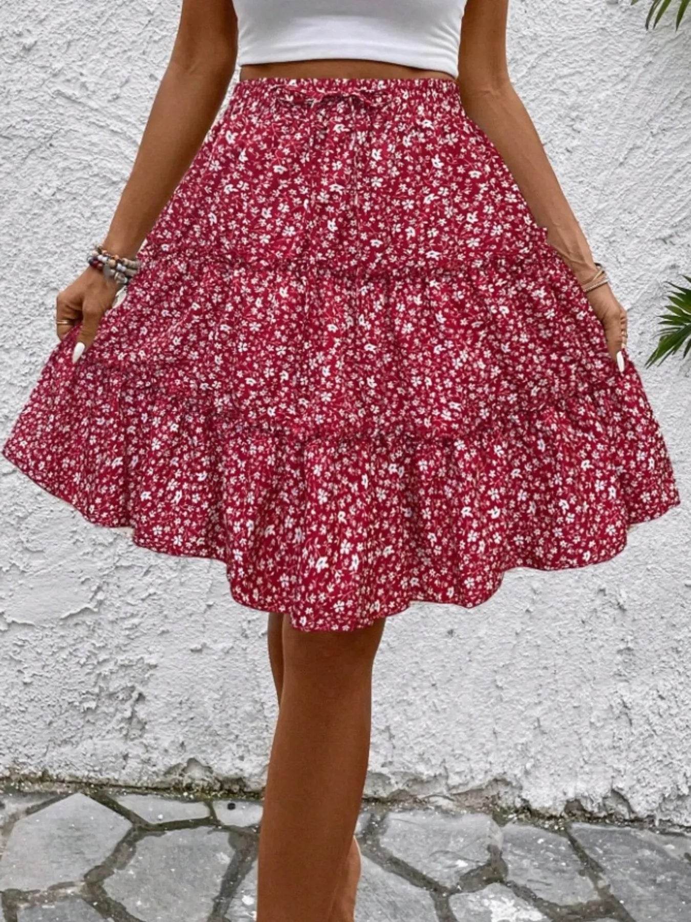 Floral Print Midi Skirt - Ultim8 Designs 4 U