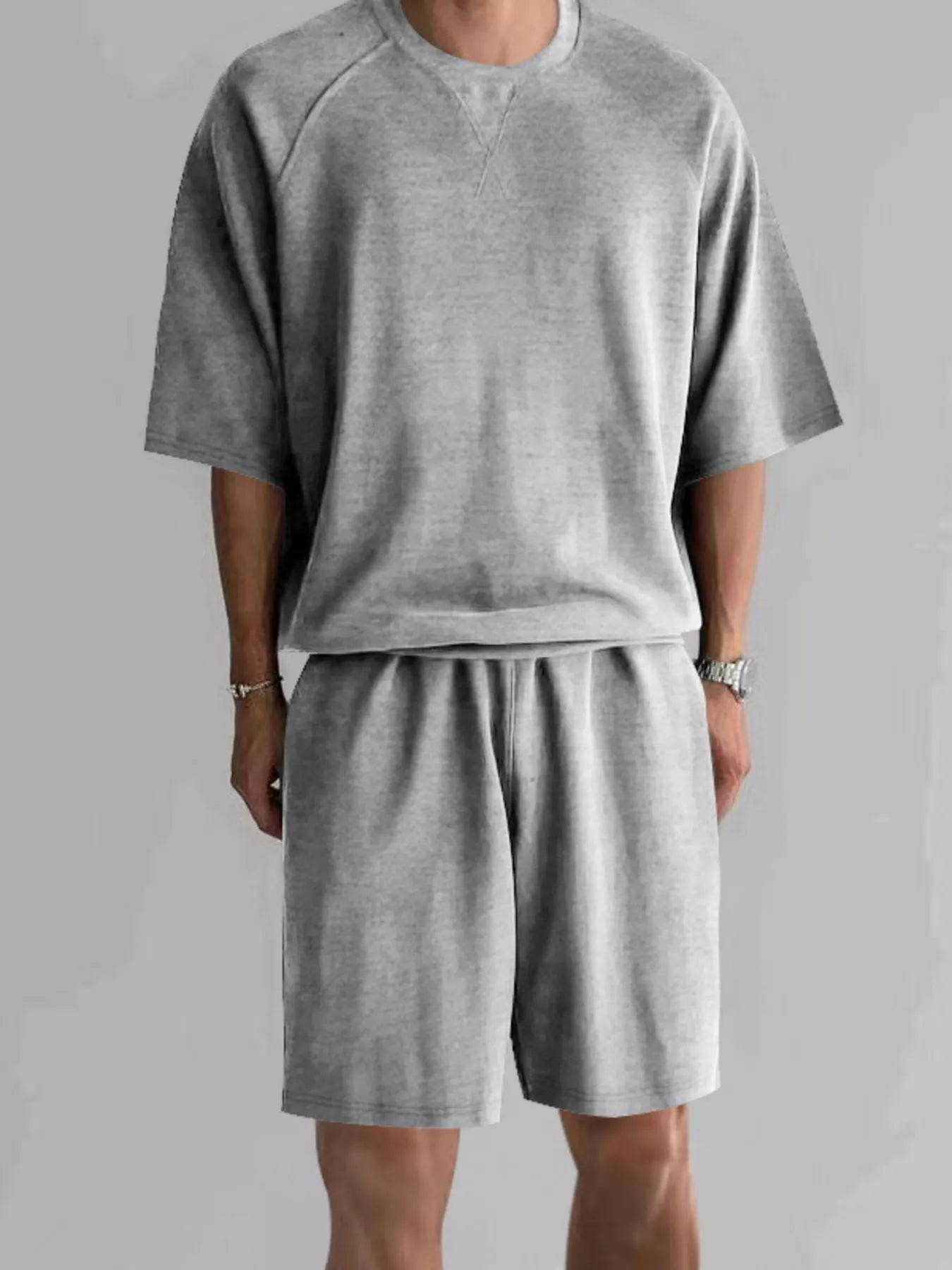 Men's Full Size Round Neck Top and Shorts Set Plus Size - Ultim8 Designs 4 U