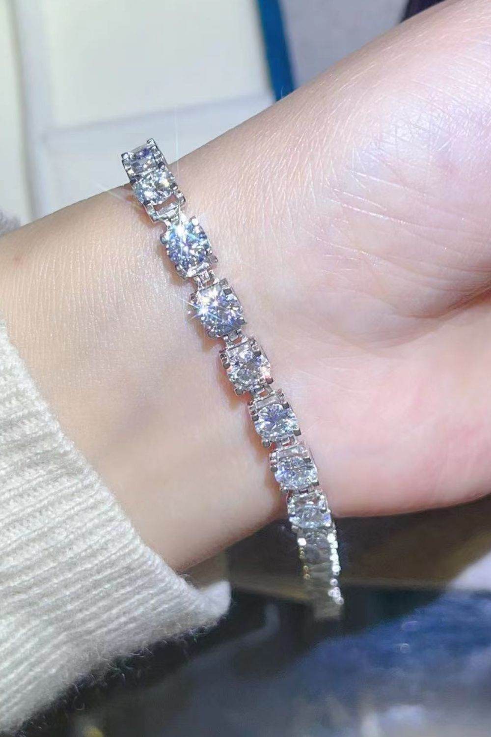 10 Carat Moissanite Platinum-Plated Bracelet - Ultim8 Designs 4 U