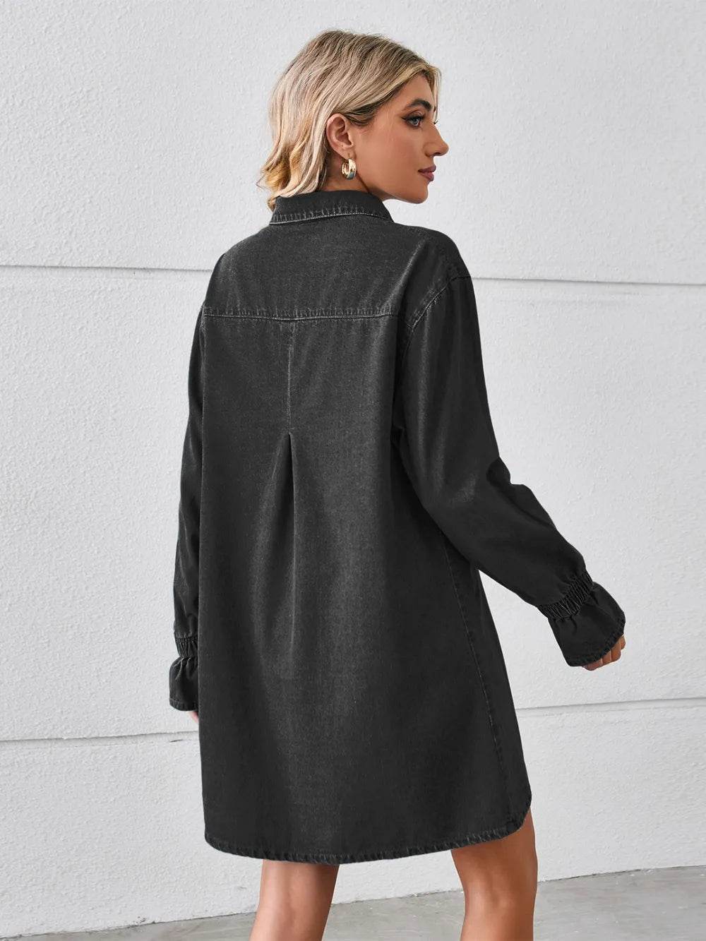 Pocketed Dropped Shoulder Mini Denim Dress - Ultim8 Designs 4 U
