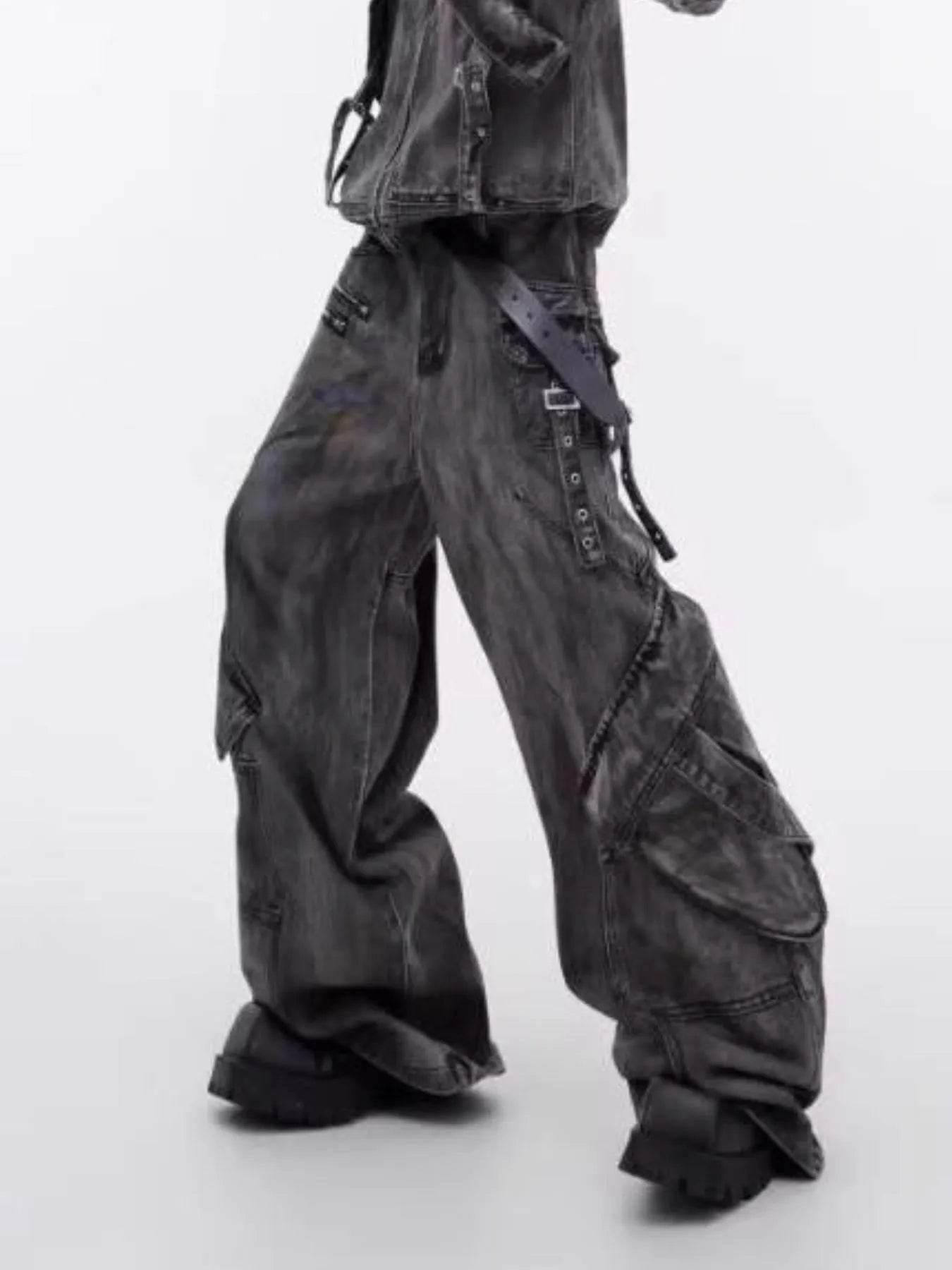 Men's Plus Size Wide Leg Cargo Jeans - Ultim8 Designs 4 U