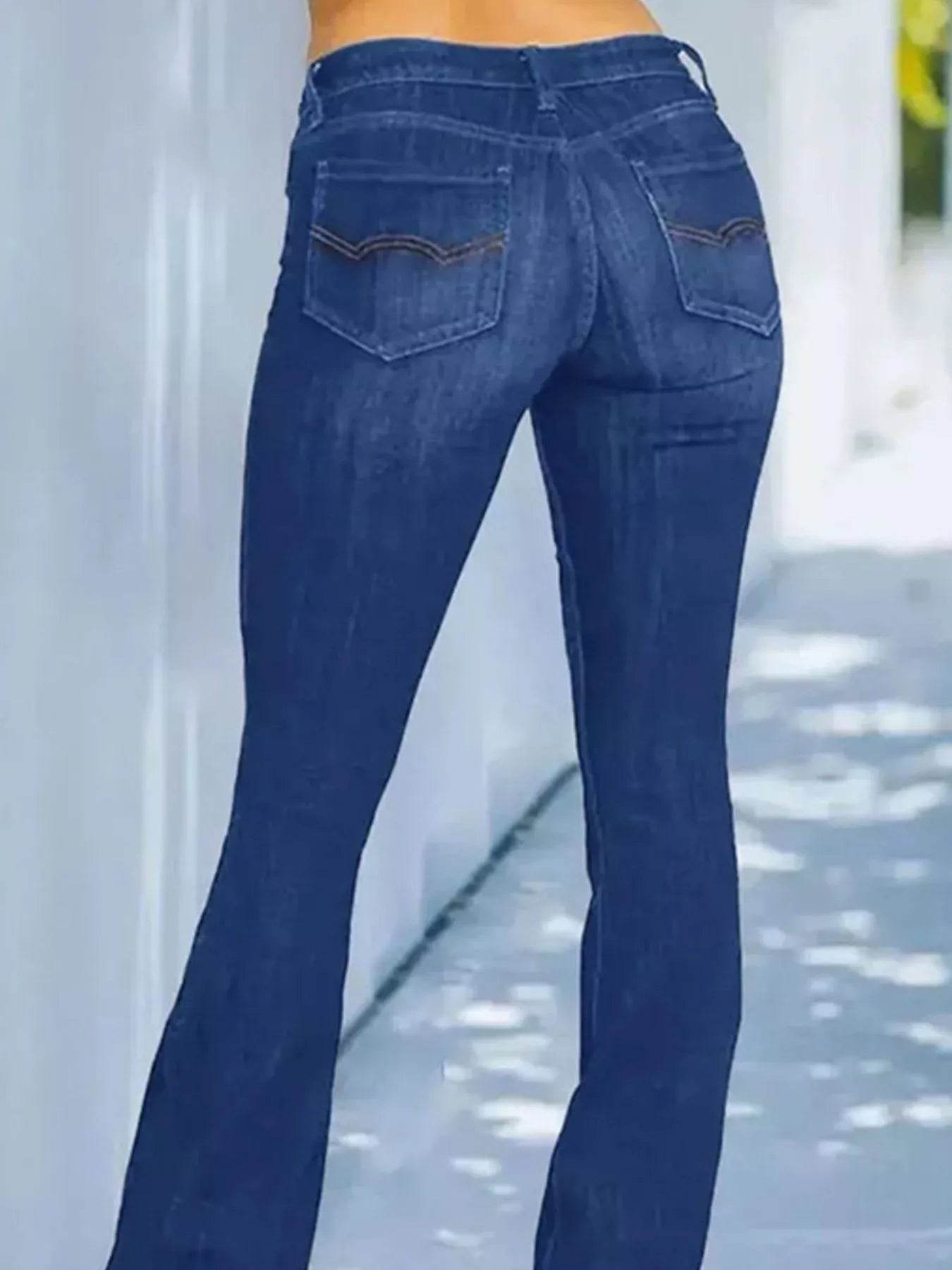 Full Size Wash Flare Jeans with Pockets Plus Size - Ultim8 Designs 4 U