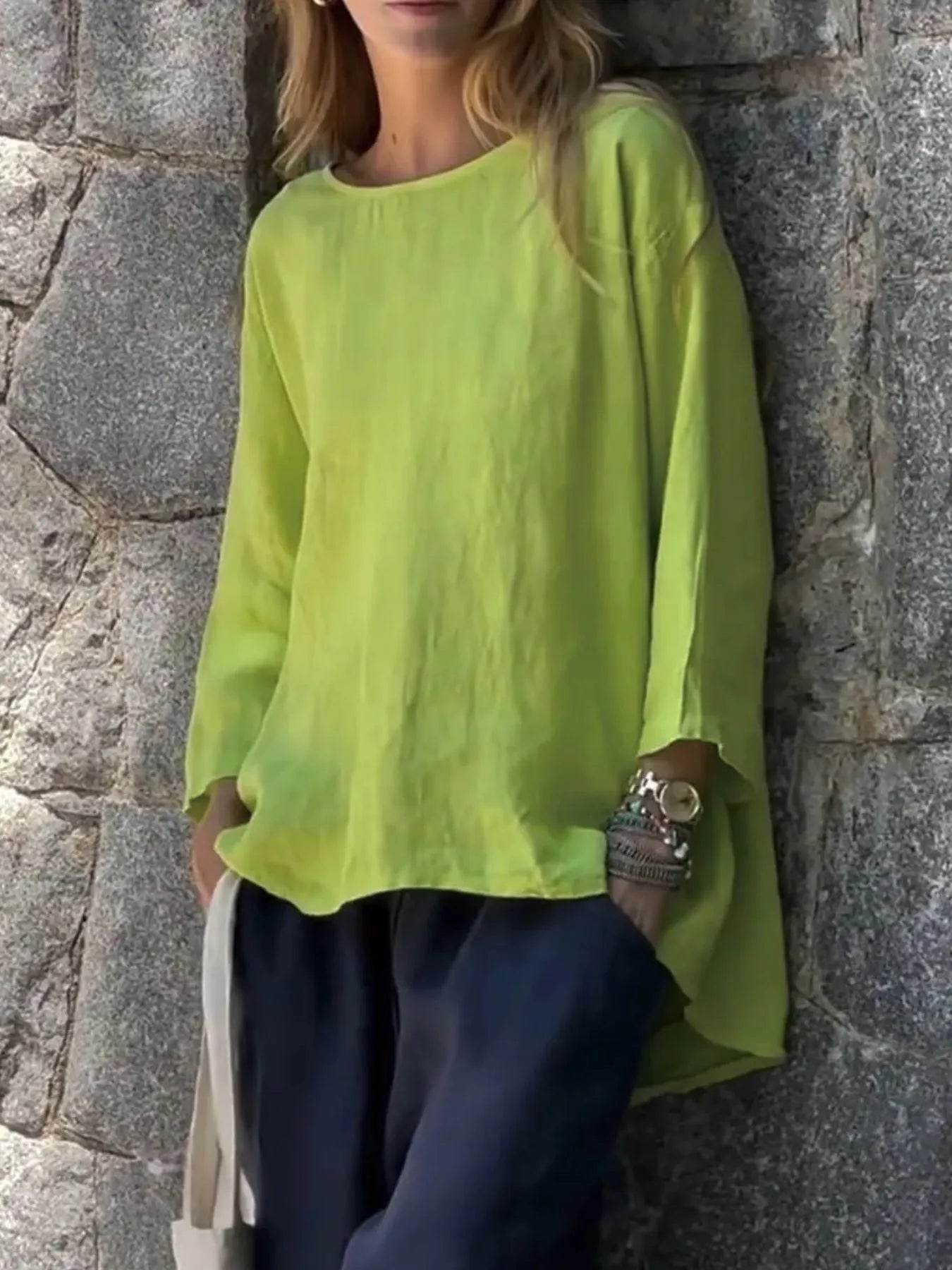 Full Size Round Neck Relaxed Fit Blouse Plus Size - Ultim8 Designs 4 U