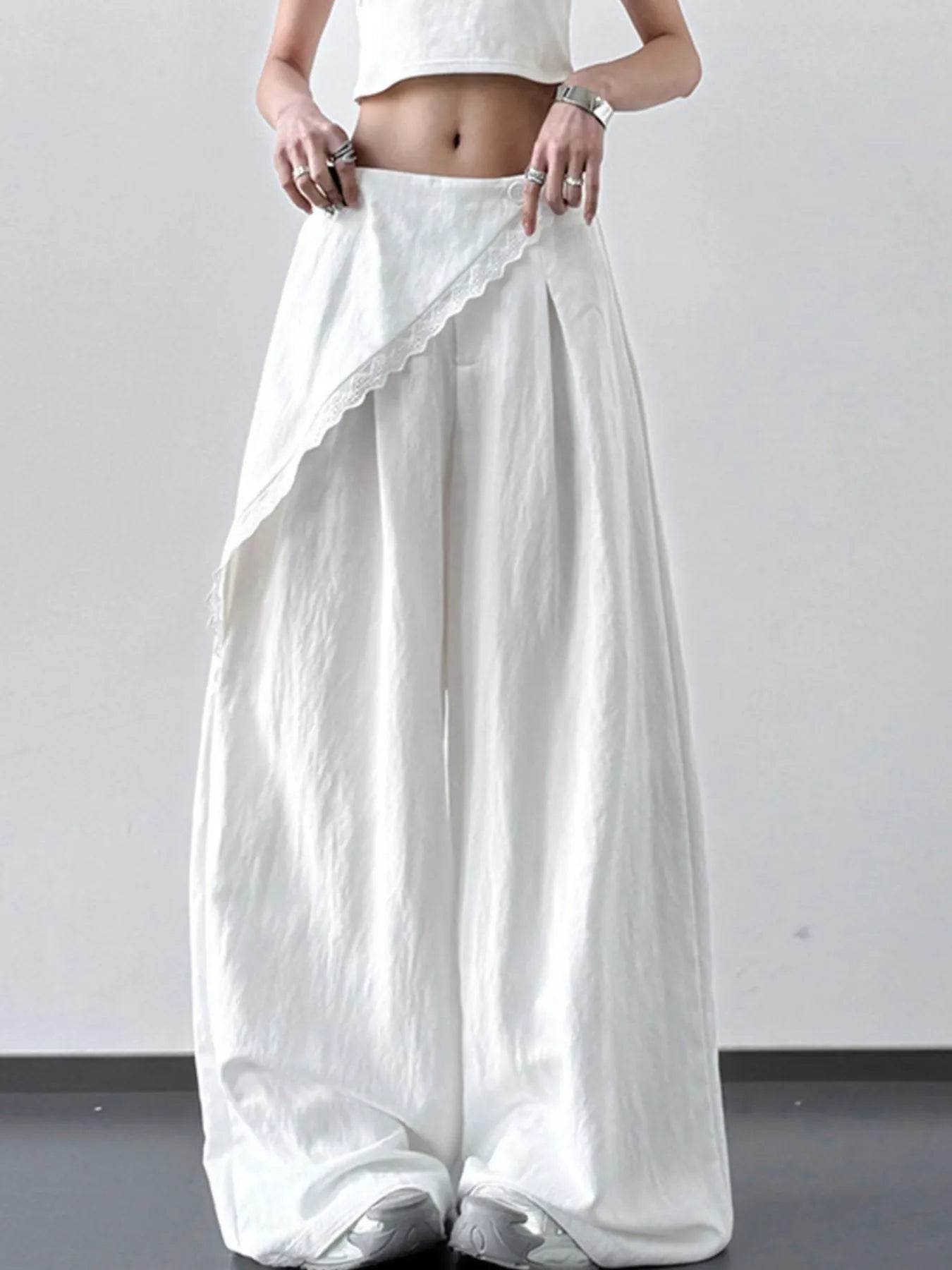 Lace Detail Wide Leg Pants - Ultim8 Designs 4 U