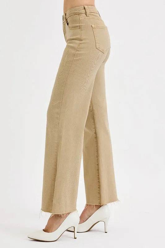 RISEN Full Size Raw Hem Wide Leg Jeans Plus Size - Ultim8 Designs 4 U