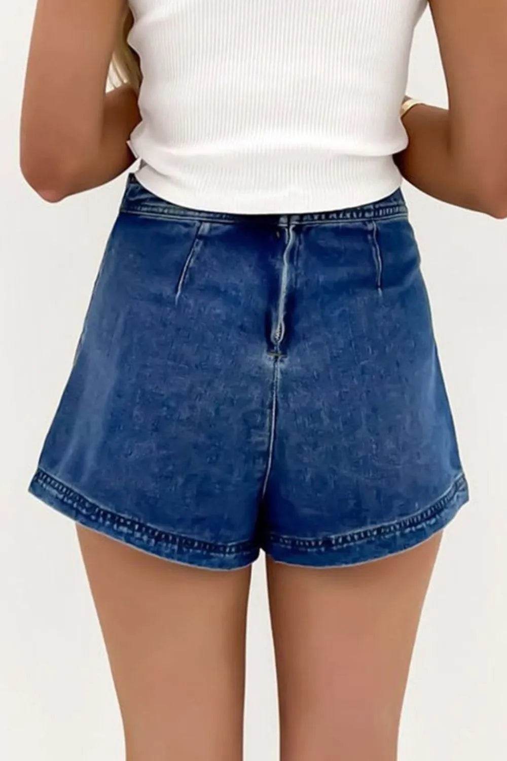 Asymmetrical Denim Skort with Pockets - Ultim8 Designs 4 U