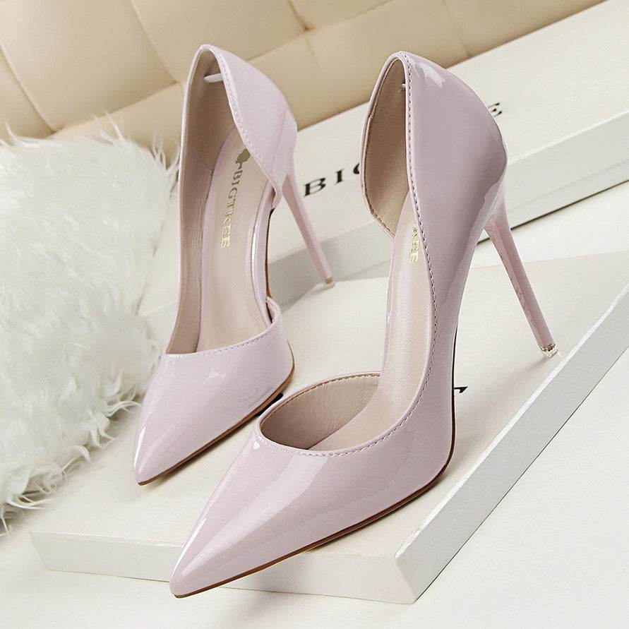 Stiletto patent leather shallow pointed high heels - Ultim8 Designs 4 U