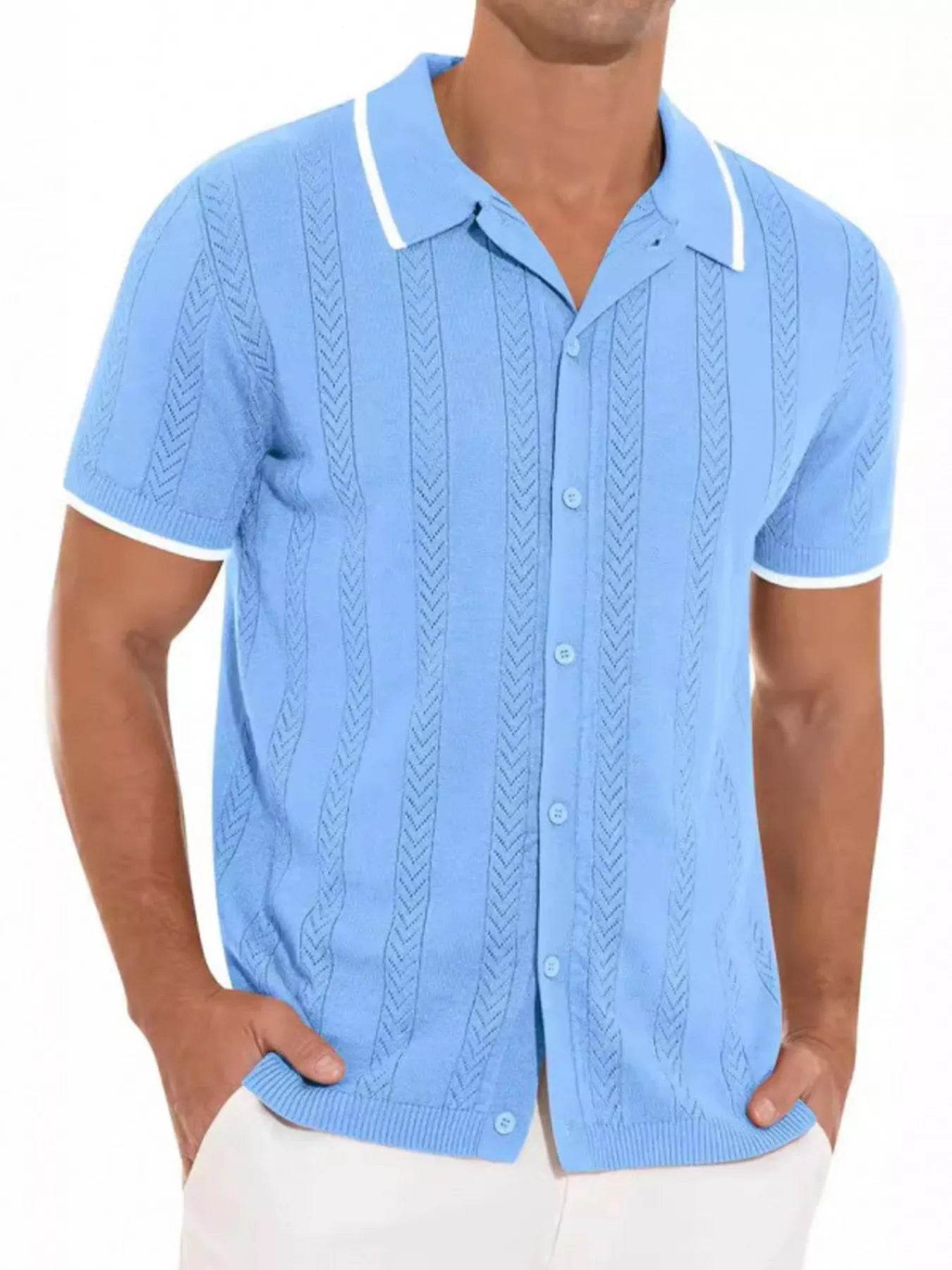Men's Button Down Contrast Trim Shirt Plus Size - Ultim8 Designs 4 U