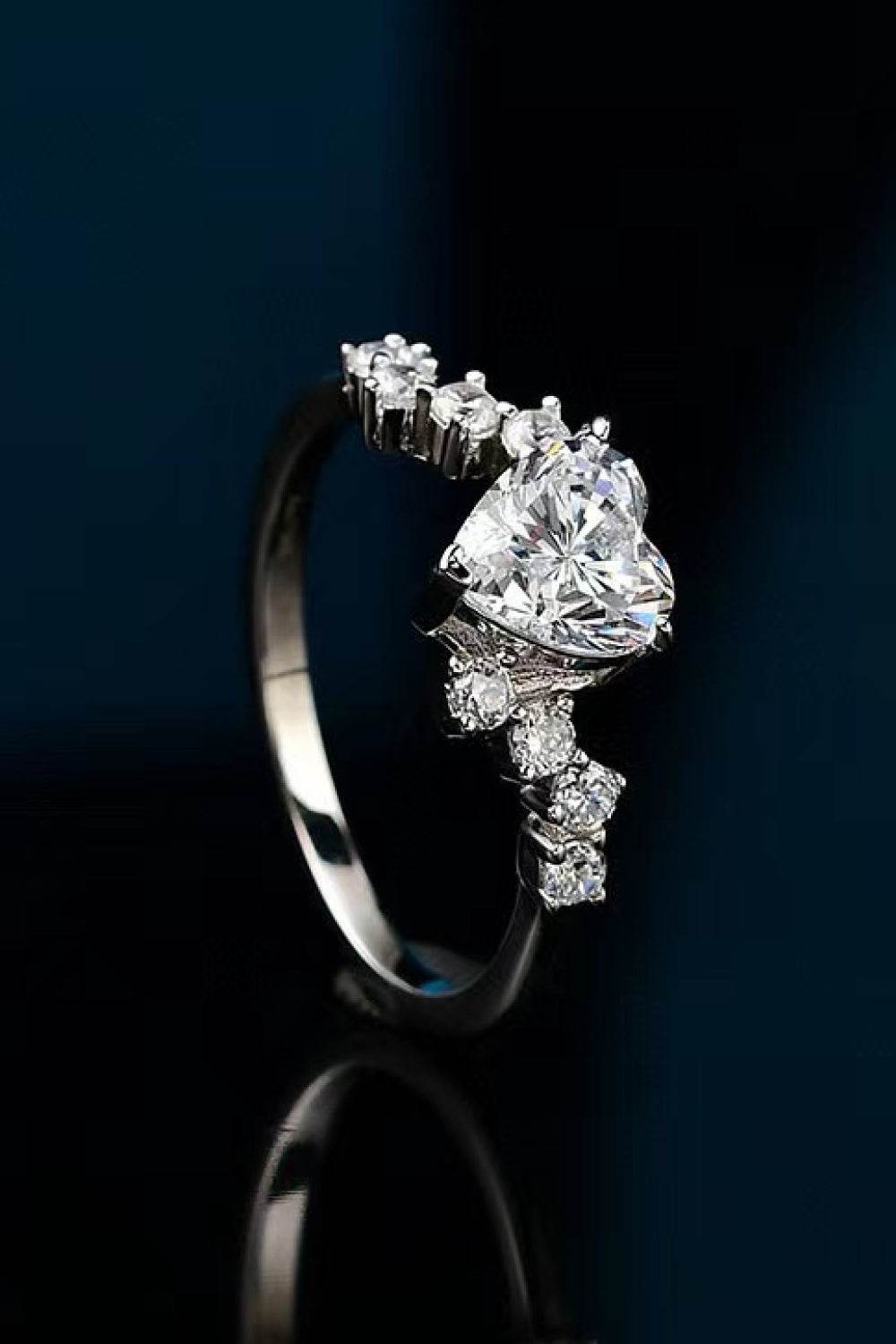 1 Carat Moissanite Heart 925 Sterling Silver Ring - Ultim8 Designs 4 U