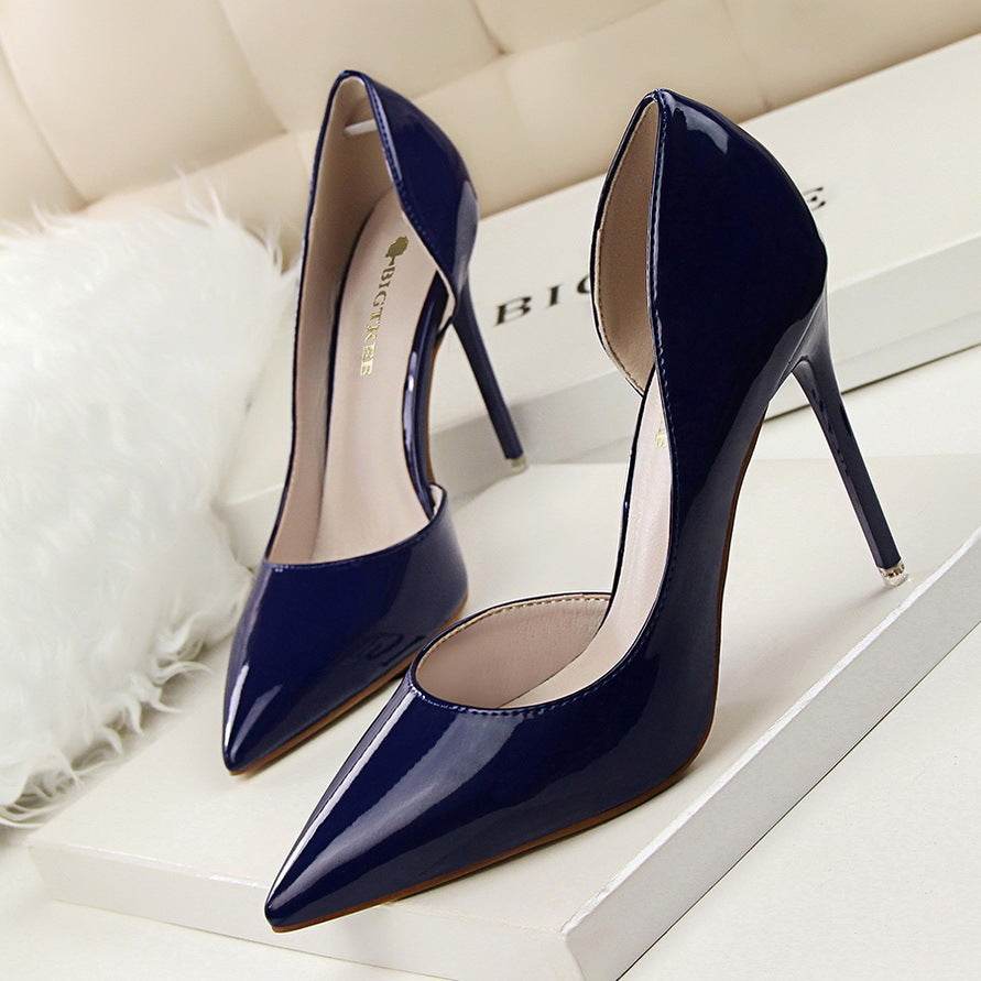 Stiletto patent leather shallow pointed high heels - Ultim8 Designs 4 U