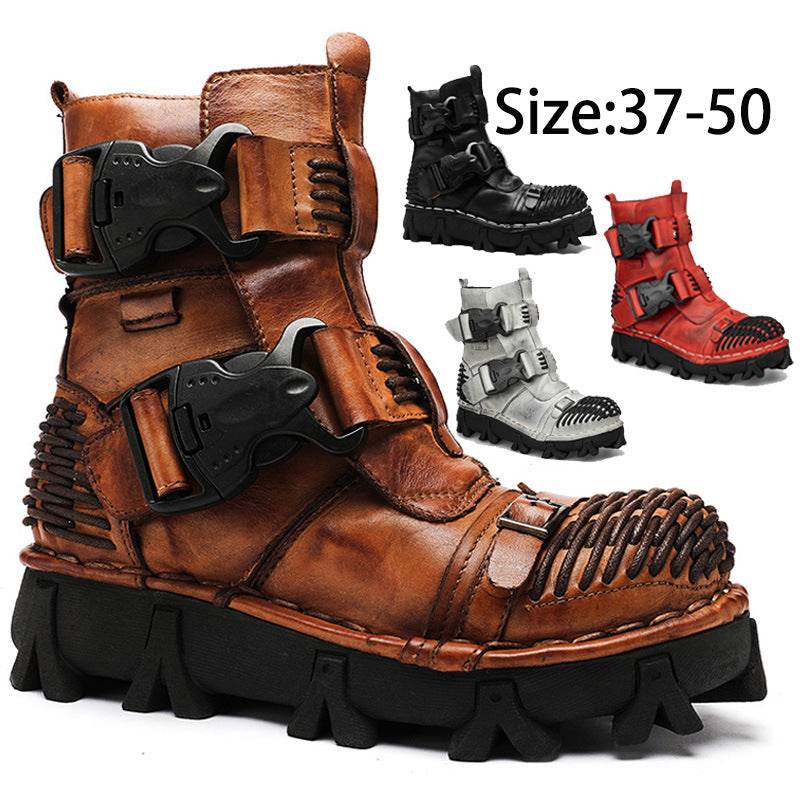 Cowhide Motorcycle Shoes Workwear Men's Boots - Ultim8 Designs 4 U