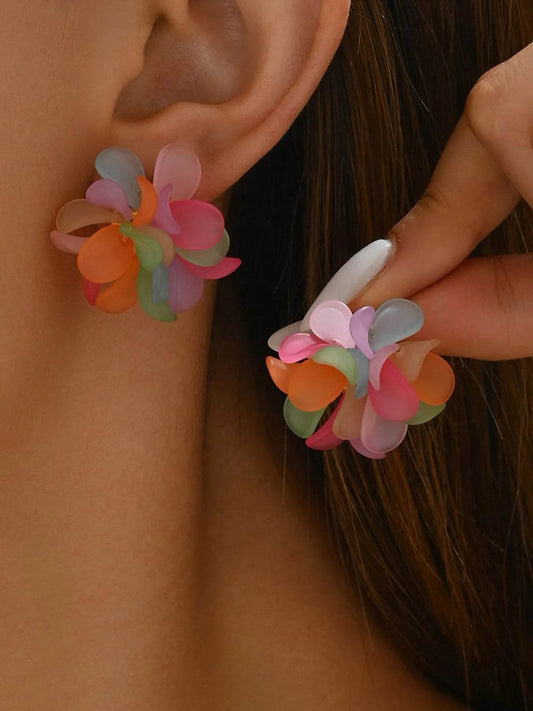 Acrylic Colorful Flower Stud Earrings - Ultim8 Designs 4 U