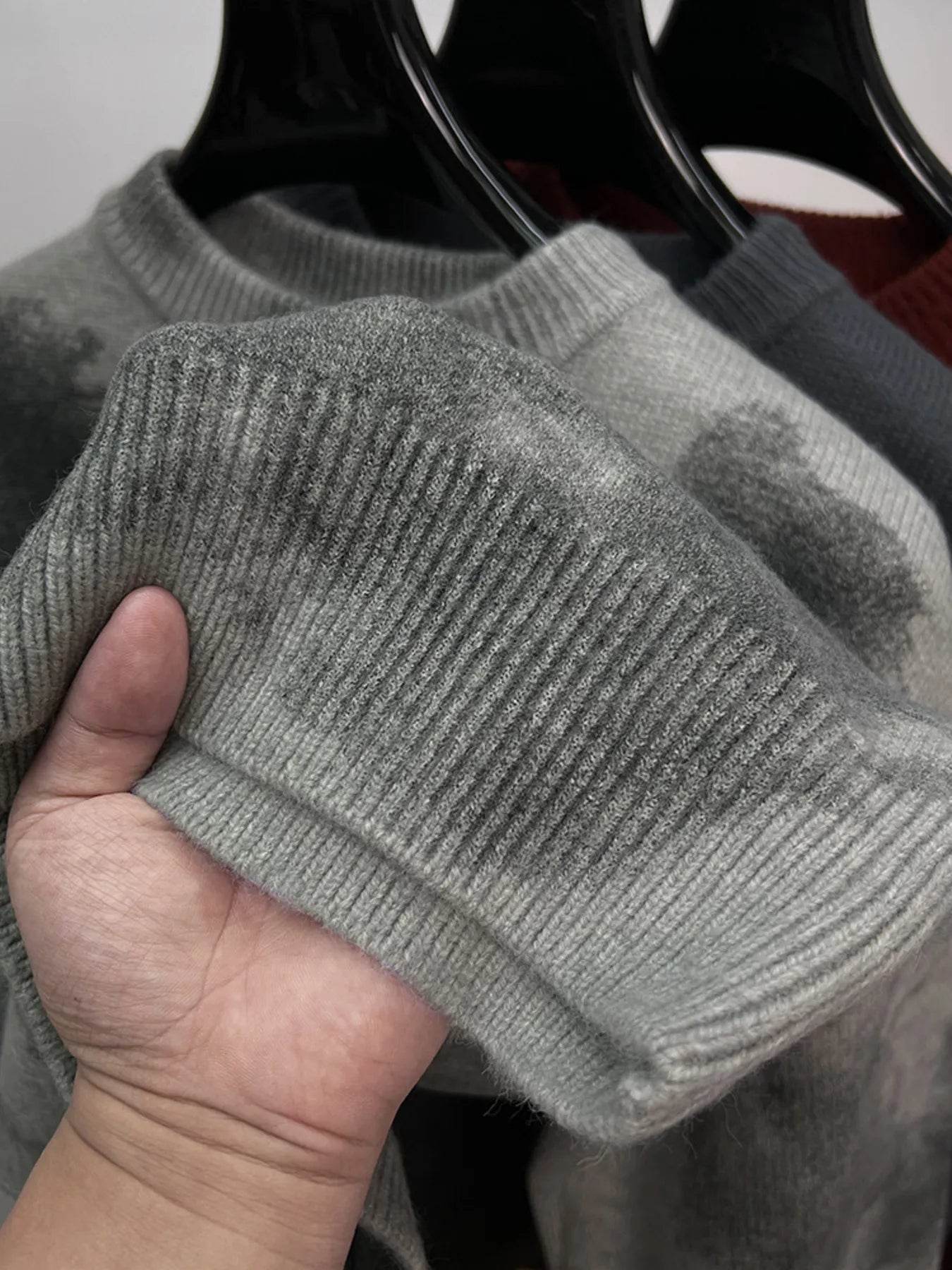 Men's Plus Size Ribbed Hem Round Neck Sweater - Ultim8 Designs 4 U