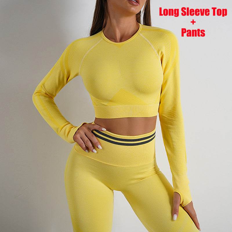 Seamless Yoga Pants Sports Gym Fitness Leggings Or Long Sleeve Tops Outfits Butt Lifting Slim Workout Sportswear Clothing - Ultim8 Designs 4 U