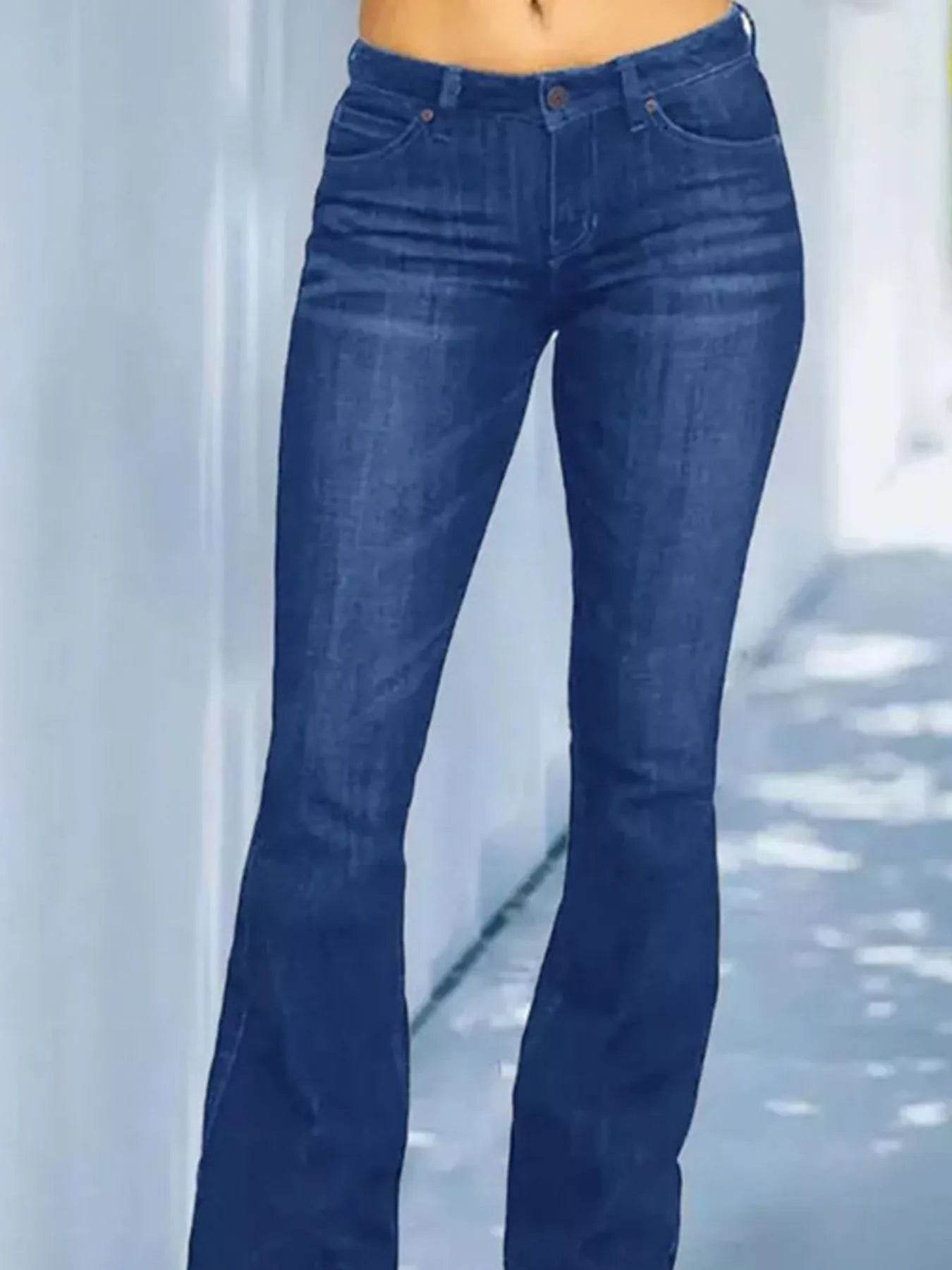 Full Size Wash Flare Jeans with Pockets Plus Size - Ultim8 Designs 4 U