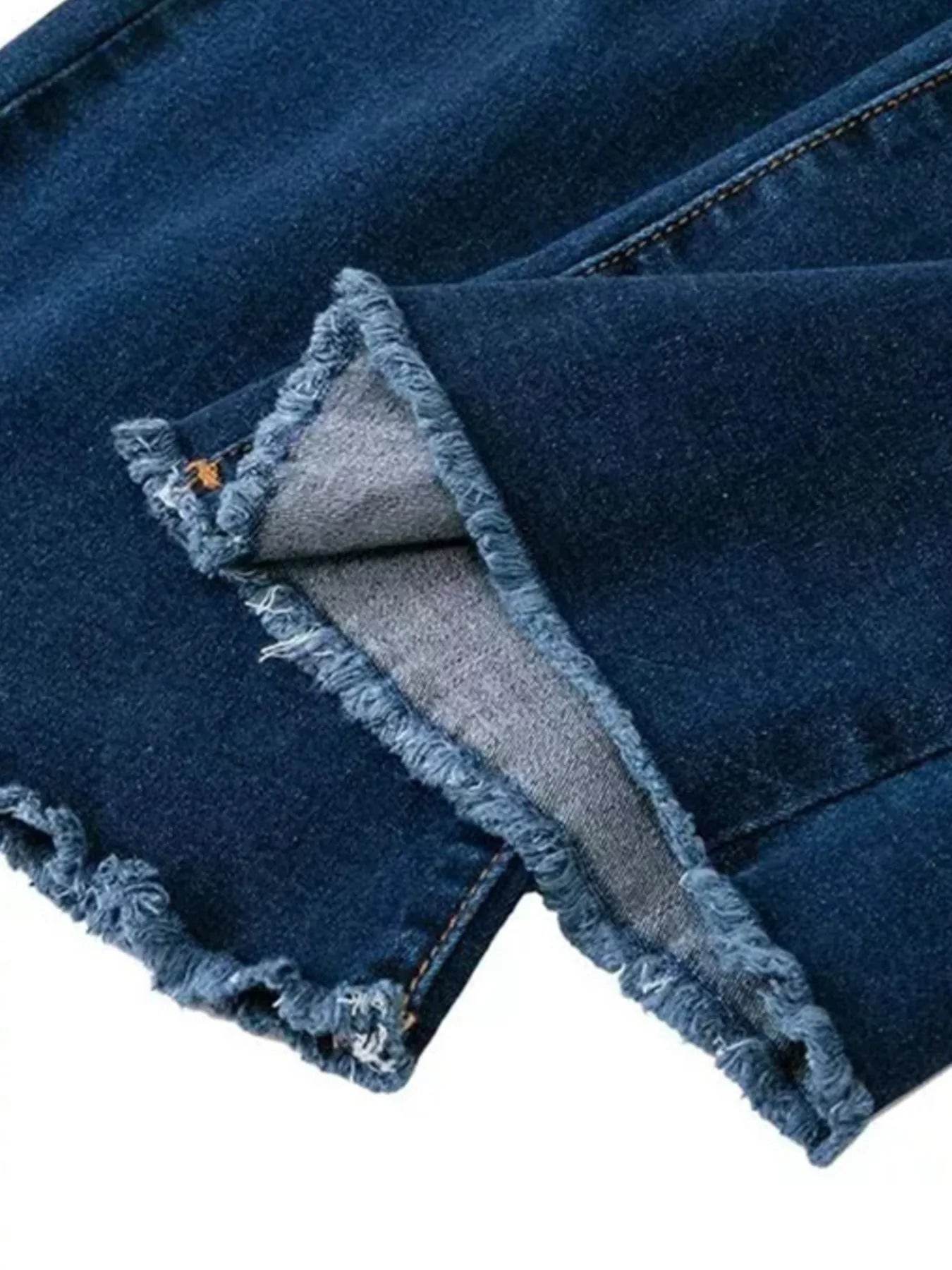 Full Size Distressed Raw Hem Flare Jeans Plus Size - Ultim8 Designs 4 U