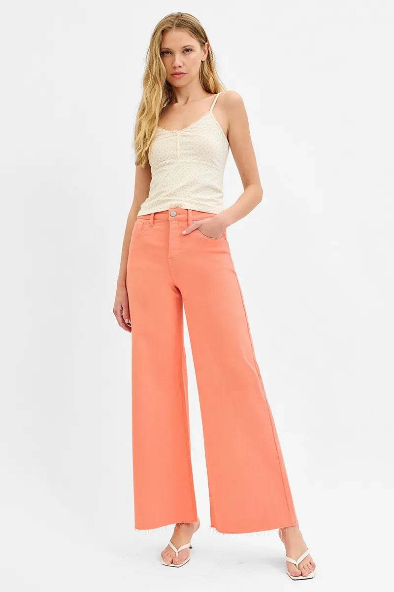 RISEN Full Size Tummy Control High Rise Wide Leg Palazzo Jeans Plus Size - Ultim8 Designs 4 U