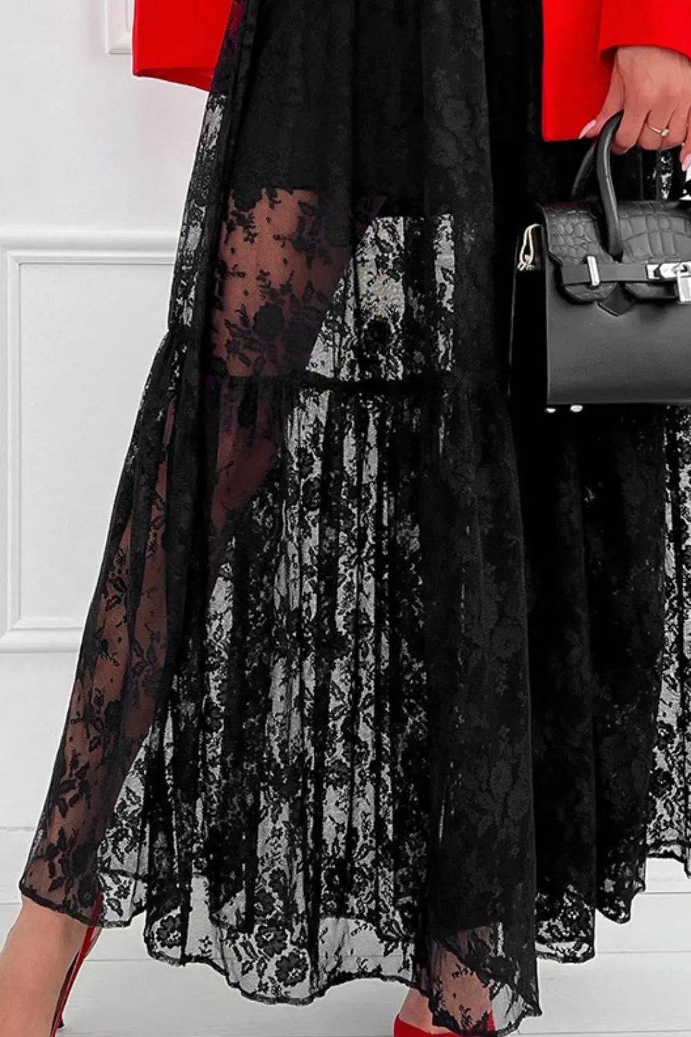 Lace Elastic Waist Maxi Skirt - Ultim8 Designs 4 U
