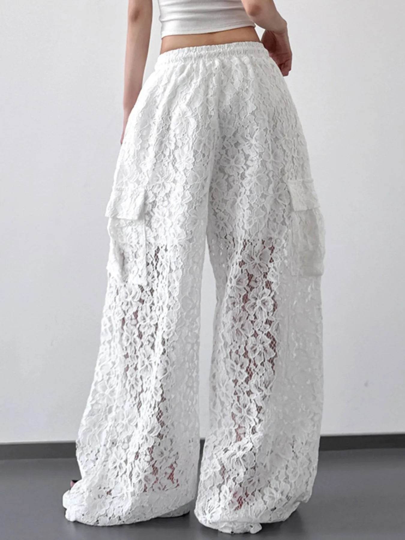 Lace Wide Leg Pants - Ultim8 Designs 4 U