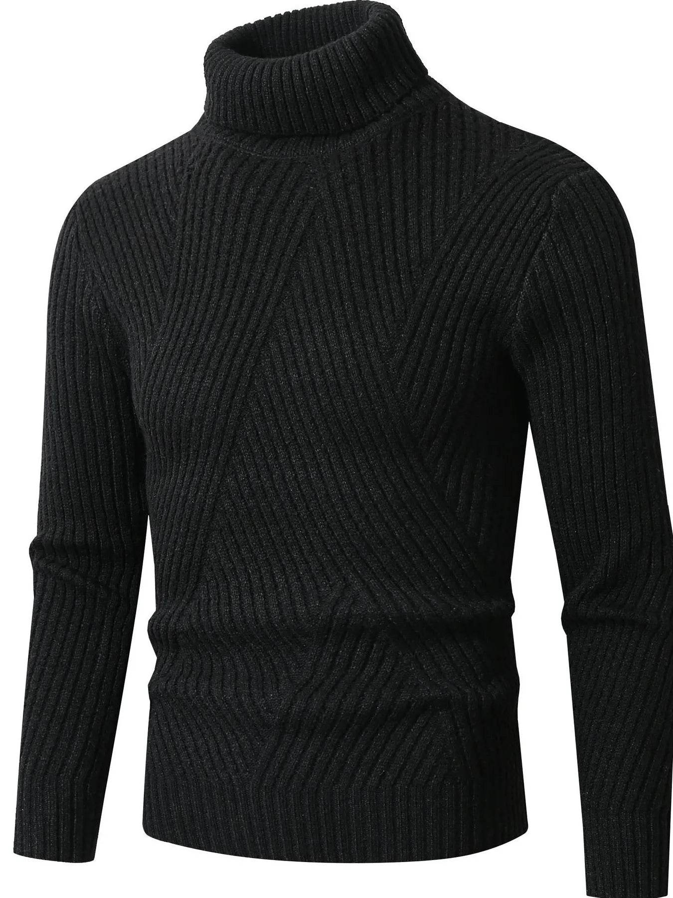 Men's Plus Size Ribbed Turtleneck Long Sleeve Sweater - Ultim8 Designs 4 U
