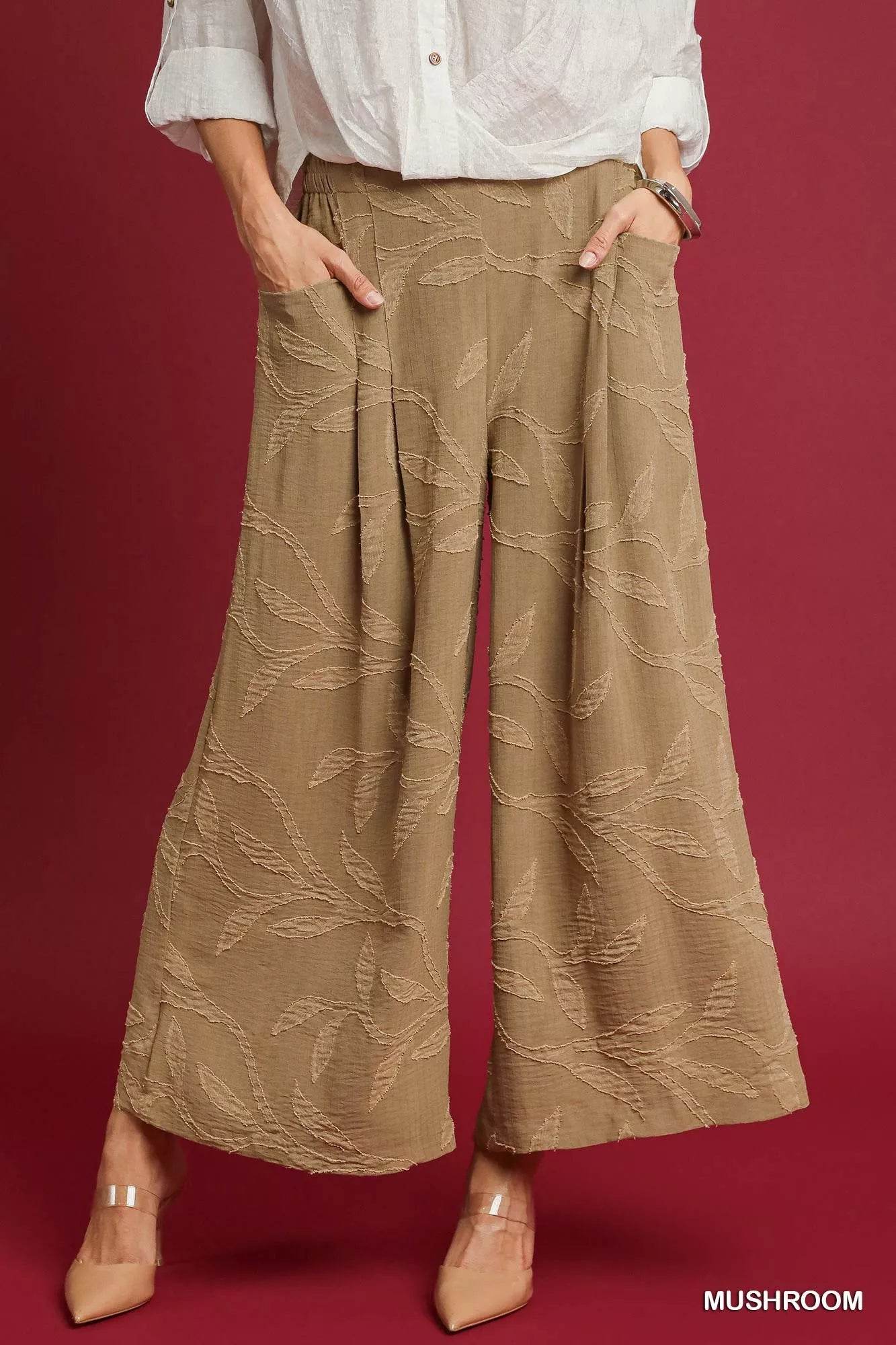 Umgee Jacquard Wide-Leg Pants - Ultim8 Designs 4 U