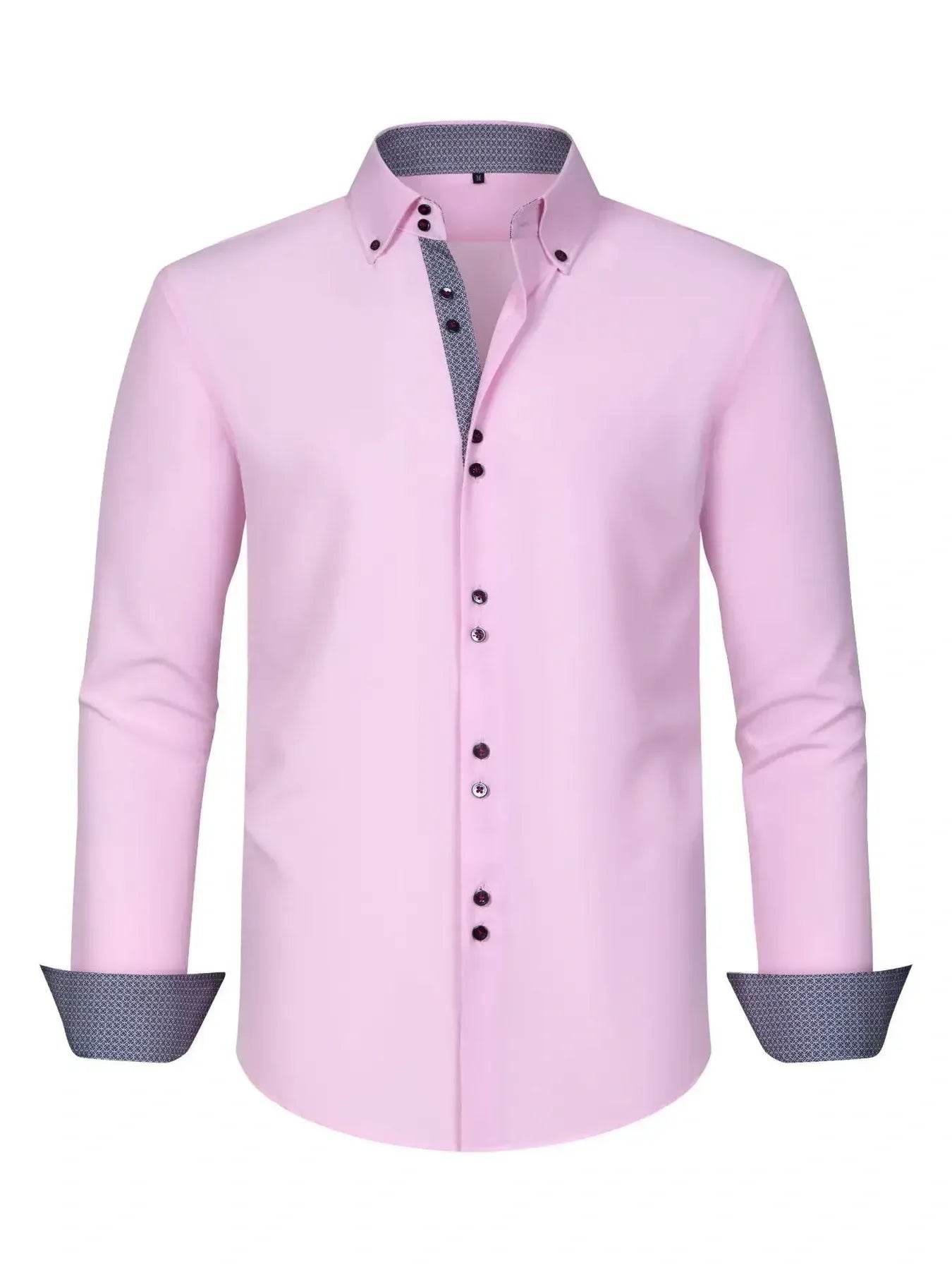 Men's Full Size Button-Down Casual Shirt with Contrast Cuffs Plus Size - Ultim8 Designs 4 U