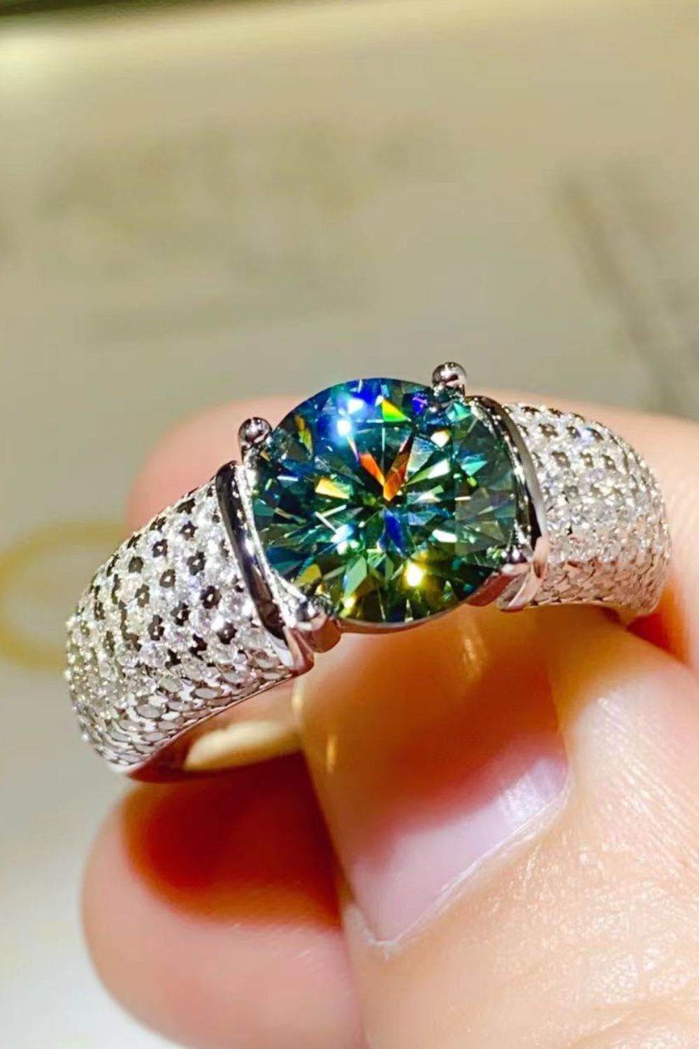 3 Carat Moissanite Side Stone Ring - Ultim8 Designs 4 U