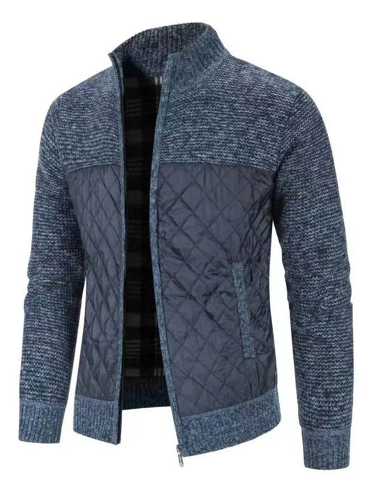 Men's Plus Size Quilted Panel Zip-Up Sweater Cardigan - Ultim8 Designs 4 U