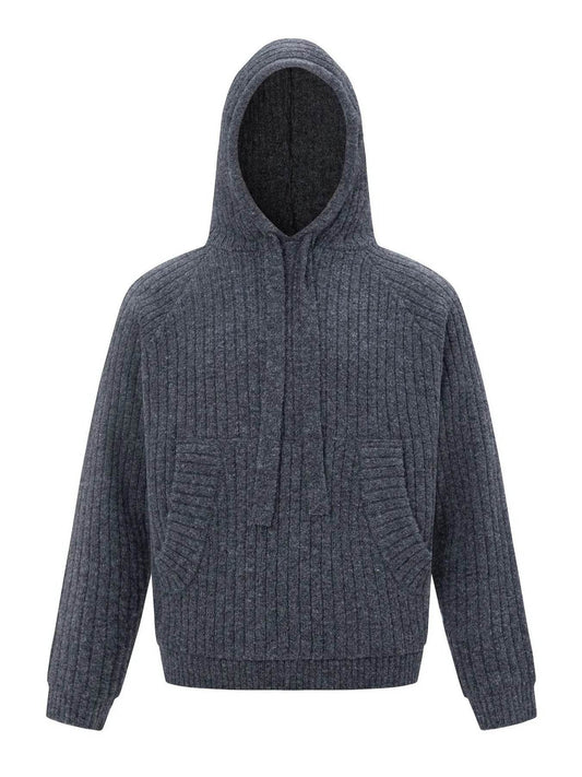 Men's Drawstring Ribbed Hooded Sweater - Ultim8 Designs 4 U