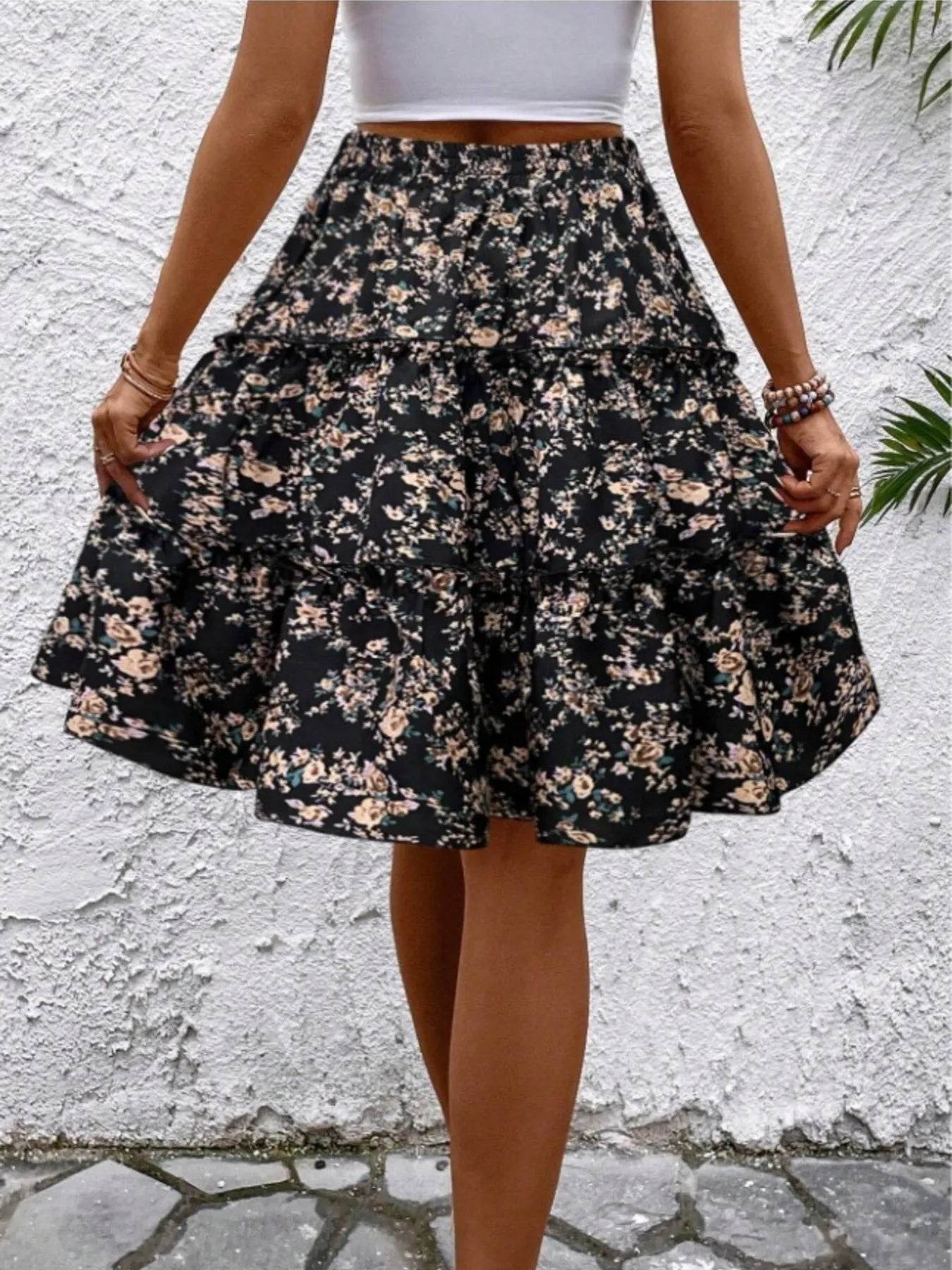 Floral Print Midi Skirt - Ultim8 Designs 4 U