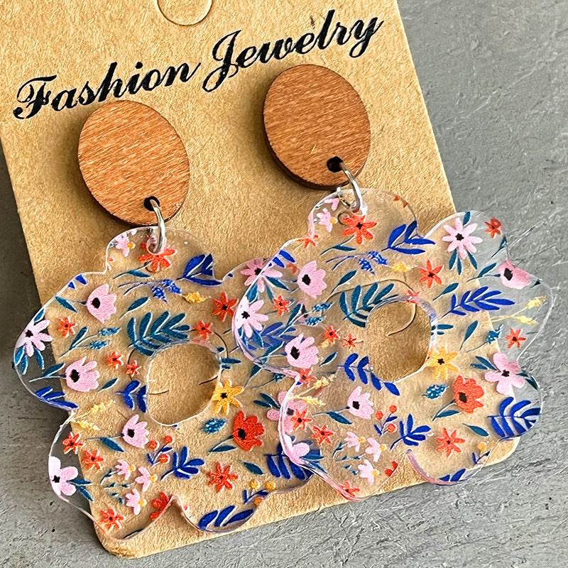 Flower Shape Acrylic Dangle Earrings - Ultim8 Designs 4 U