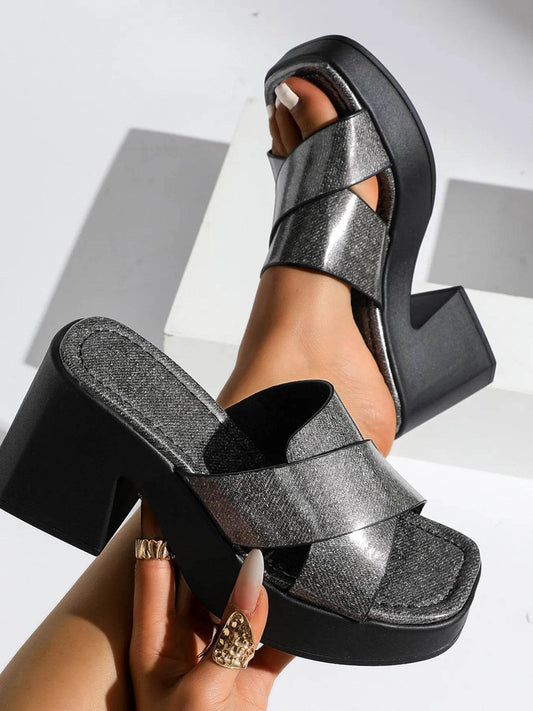 Platform Block Heel Slide Sandals - Ultim8 Designs 4 U