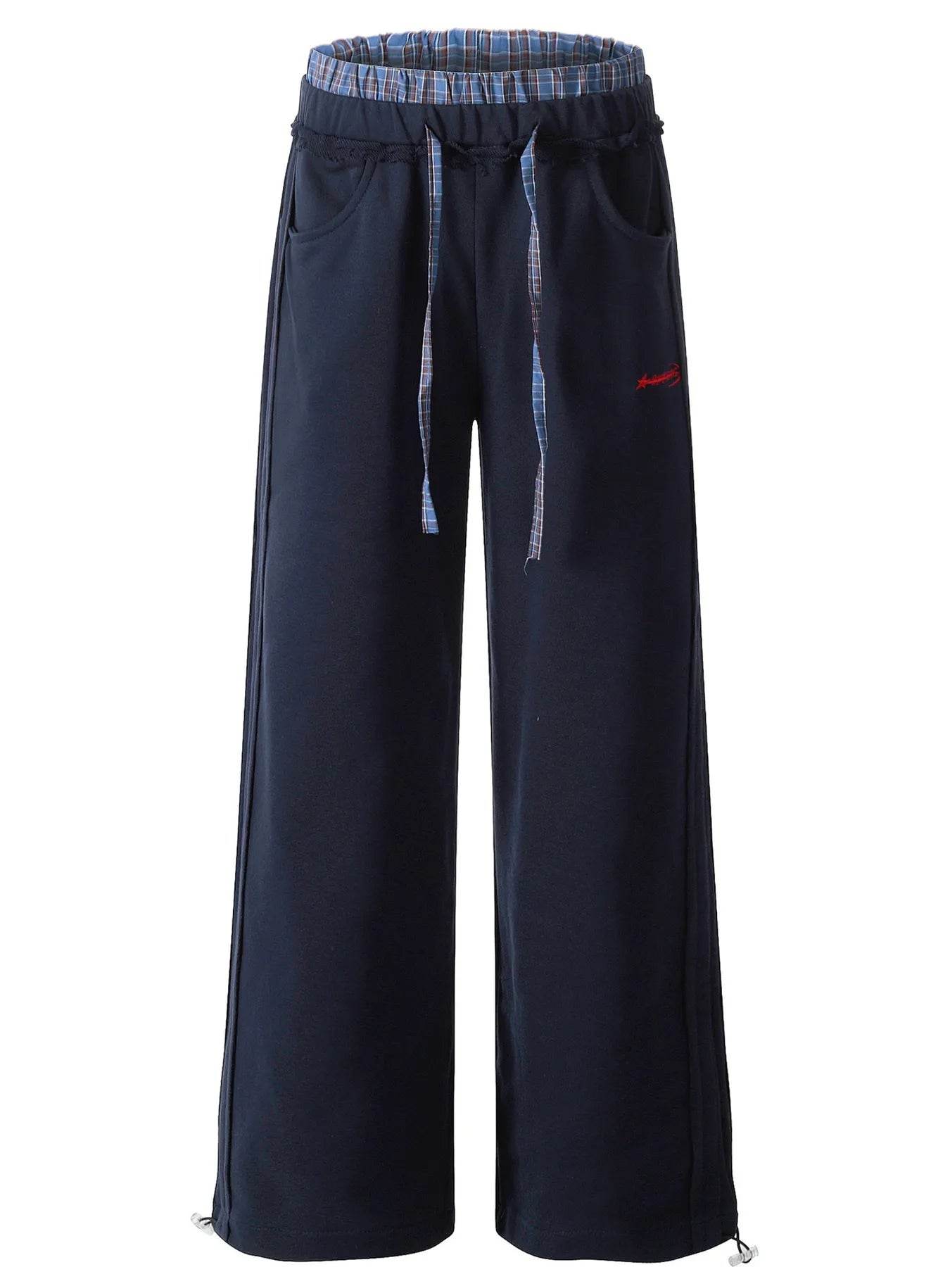 Men's Classic Wide-Leg Sweatpants with Plaid Waistband - Ultim8 Designs 4 U