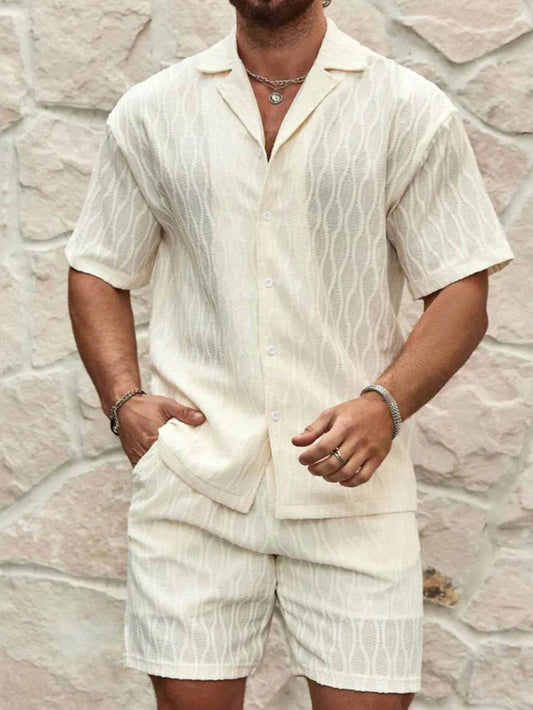 Men's Plus Size Collared Neck Short Sleeve Top and Shorts Set - Ultim8 Designs 4 U
