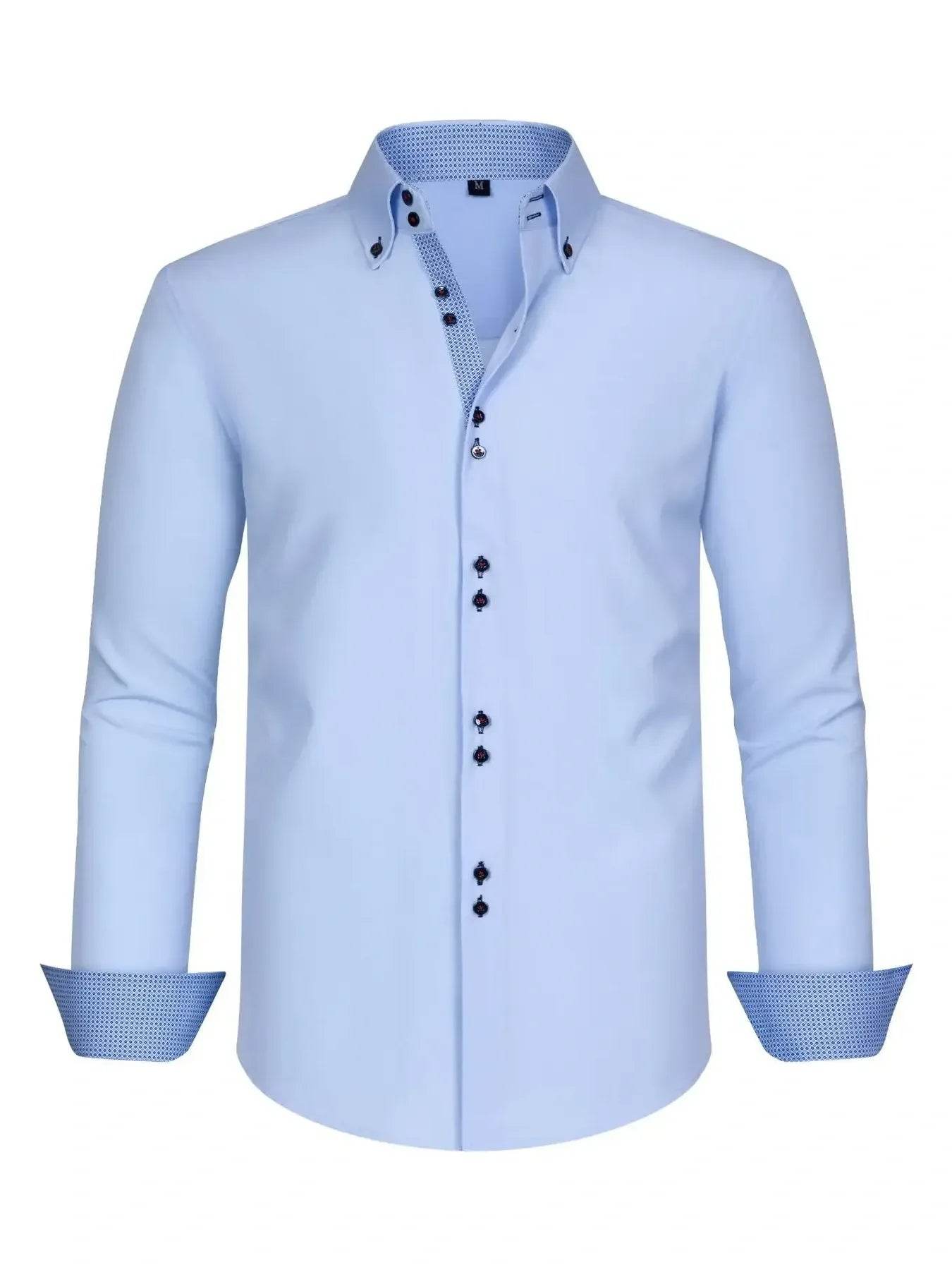 Men's Full Size Button-Down Casual Shirt with Contrast Cuffs Plus Size - Ultim8 Designs 4 U