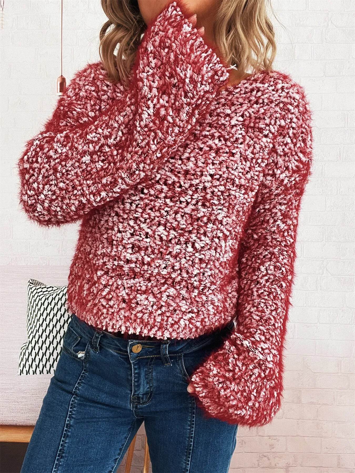 Crochet Round Neck Dropped Shoulder Sweater - Ultim8 Designs 4 U