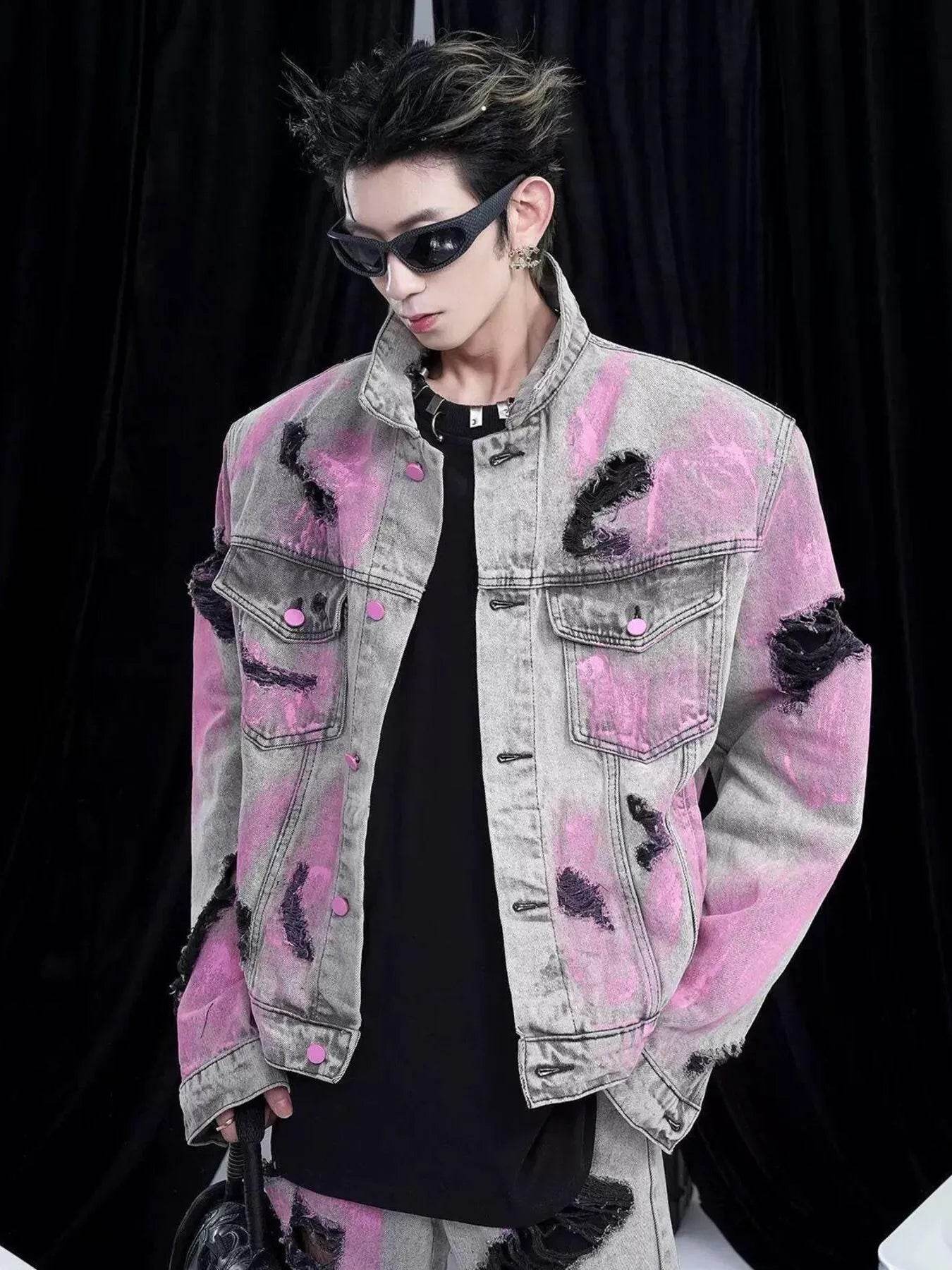 Men's Graffiti Washed Button Up Denim - Jacket- Plus Size - Ultim8 Designs 4 U