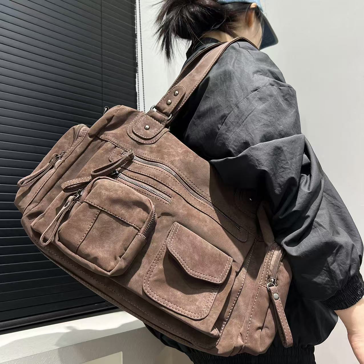 Women's Suede Large Capacity Tote Handbag