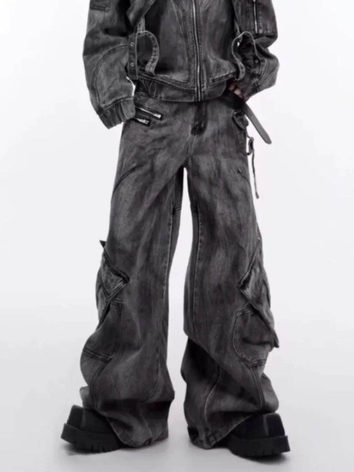 Men's Plus Size Wide Leg Cargo Jeans - Ultim8 Designs 4 U