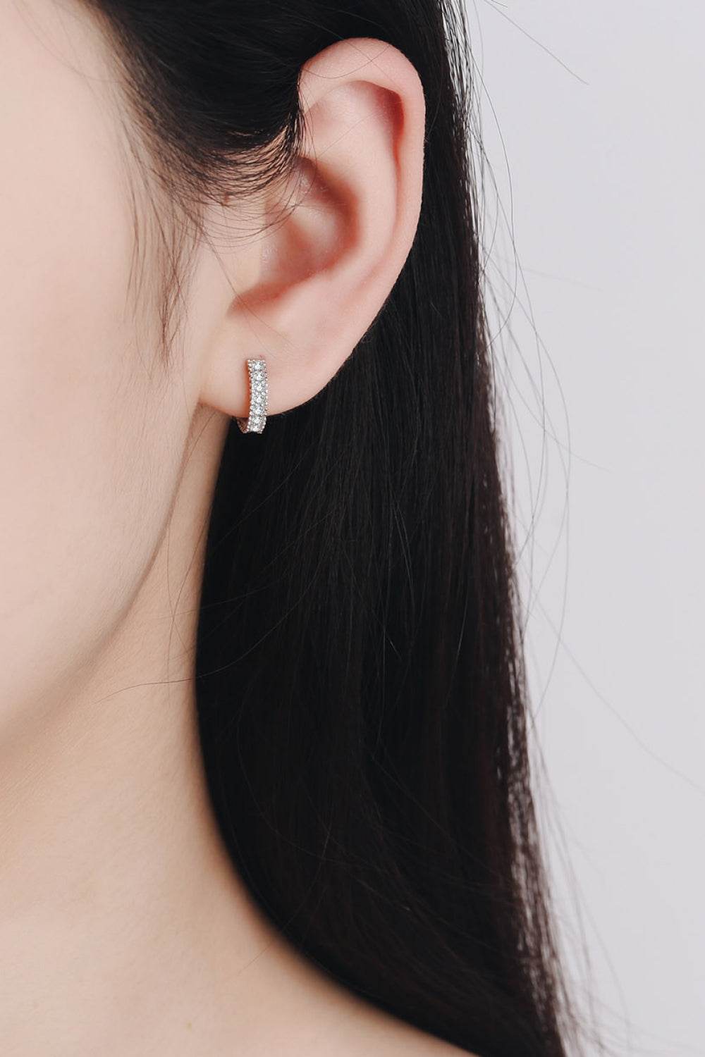 925 Sterling Silver Inlaid Moissanite Huggie Earrings - Ultim8 Designs 4 U