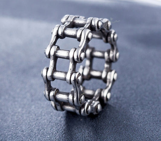 Men's Motorcycle Ring - Stainless Steel Punk Rock Chain Link Biker Jewelry Gift