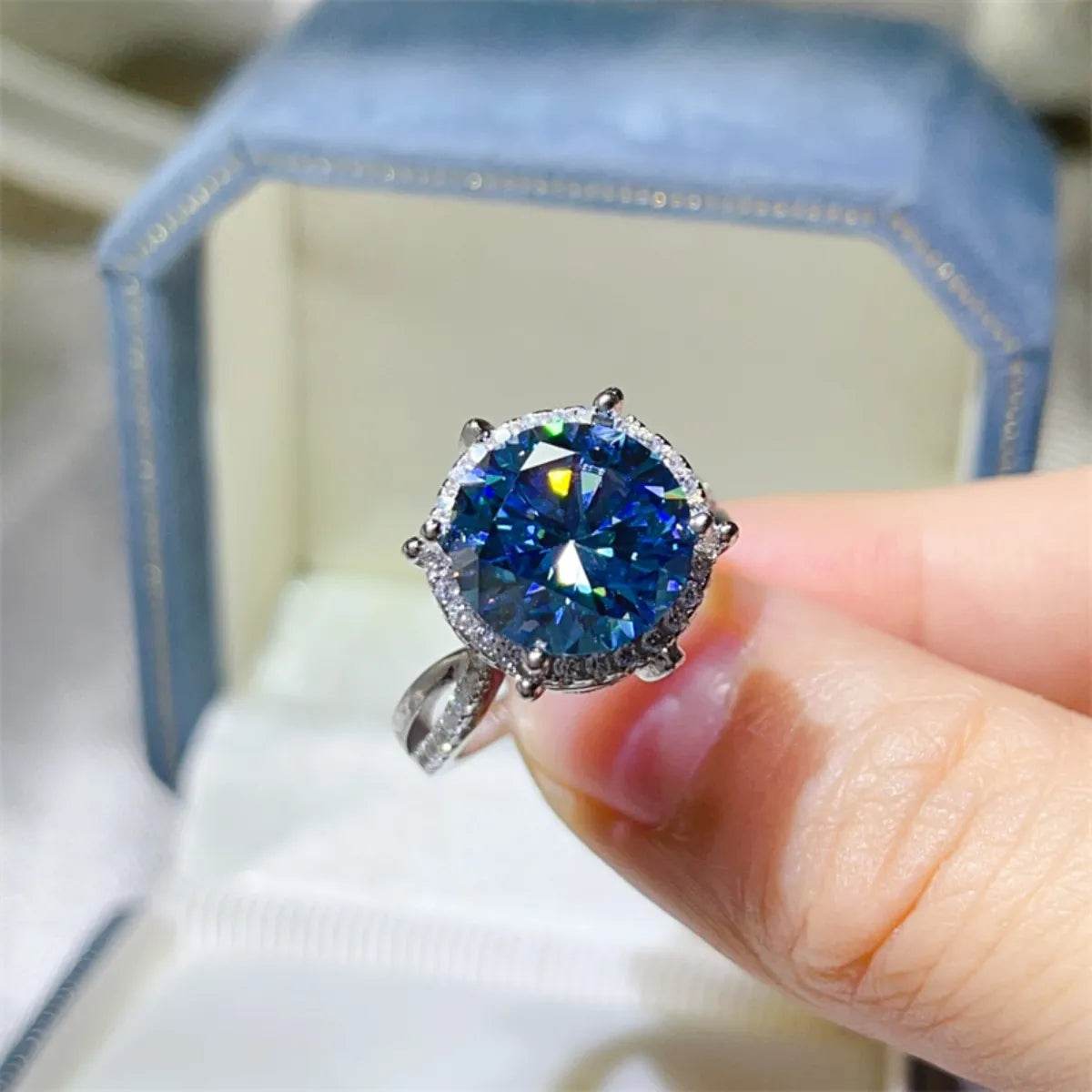 5 Carat Moissanite Halo Engagement Ring - Ultim8 Designs 4 U