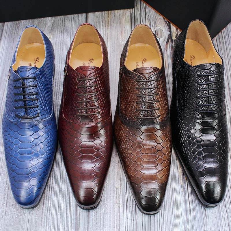 Men's Leather Snake Print Leather Shoes Business Dress Shoes - Ultim8 Designs 4 U