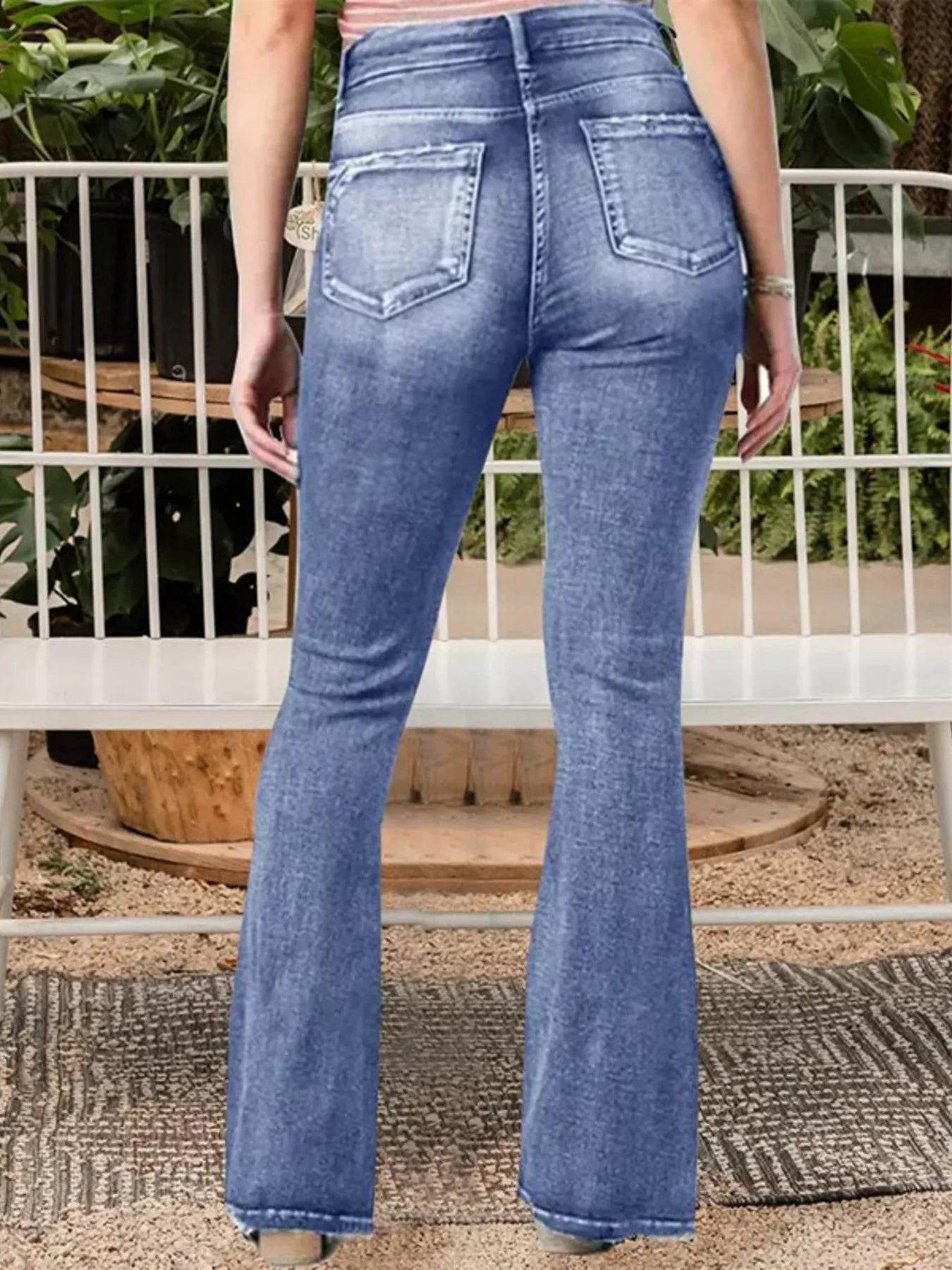 Full Size Vintage Wash Flare Jeans Plus Size - Ultim8 Designs 4 U