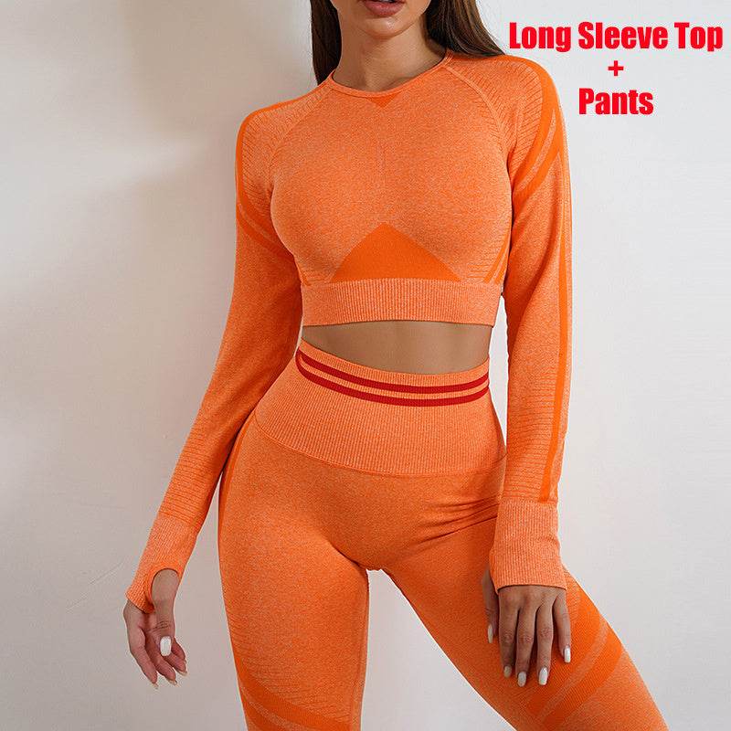 Seamless Yoga Pants Sports Gym Fitness Leggings Or Long Sleeve Tops Outfits Butt Lifting Slim Workout Sportswear Clothing - Ultim8 Designs 4 U