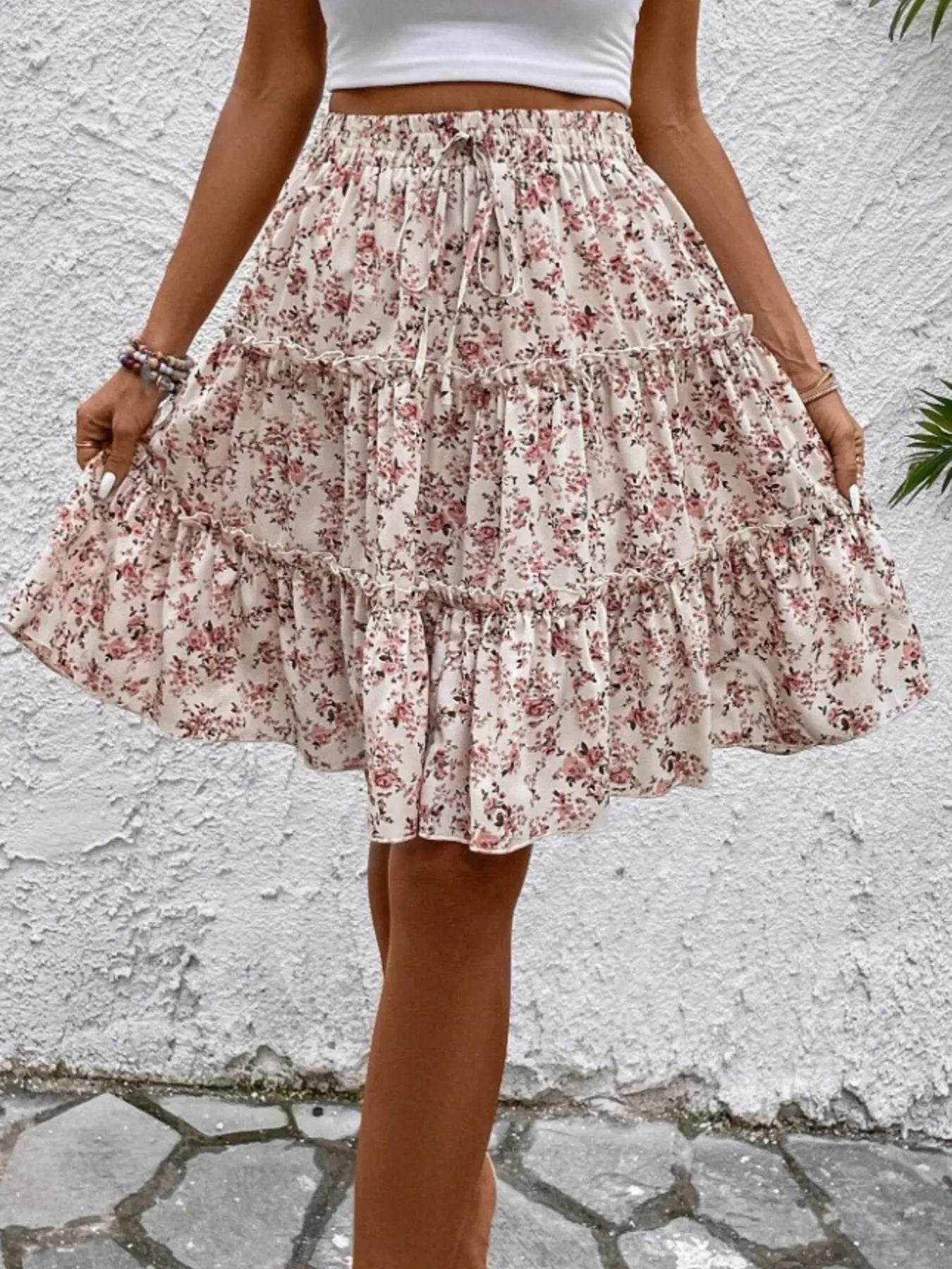 Floral Print Midi Skirt - Ultim8 Designs 4 U