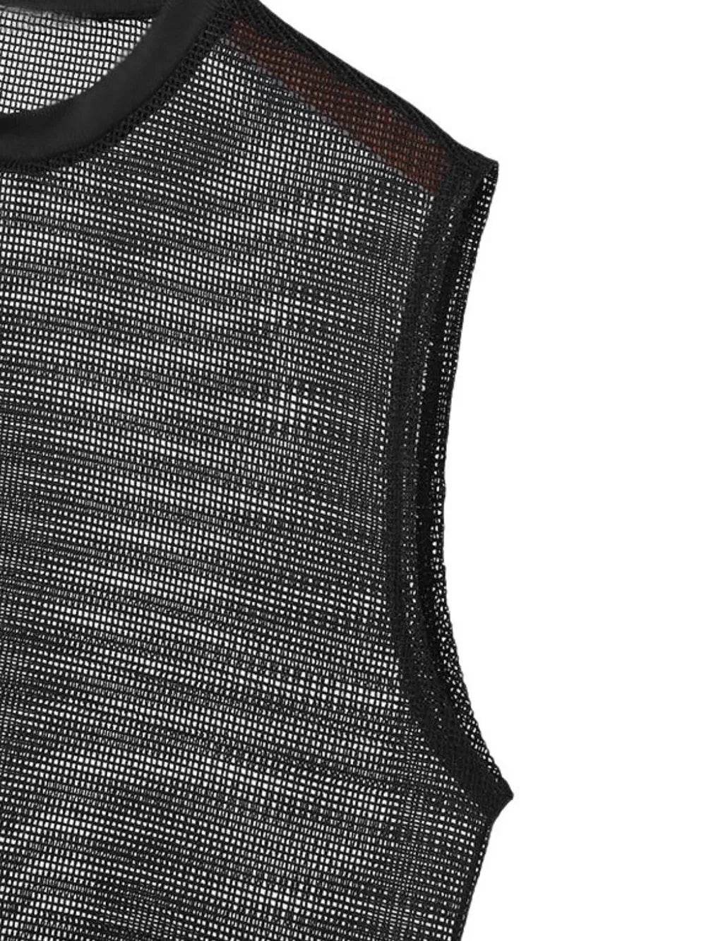 Men's Full Size Openwork Round Neck Tank Plus Size - Ultim8 Designs 4 U