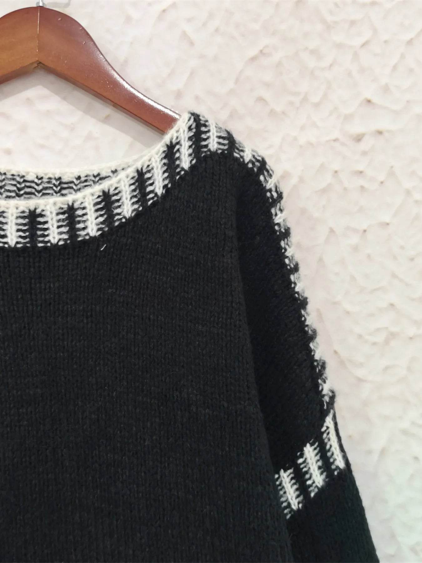 Contrast Trim Oversized Sweater - Ultim8 Designs 4 U