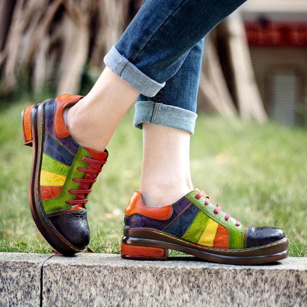 Hand-rubbed Color Stitching Spring Leather Women's Shoes - Ultim8 Designs 4 U